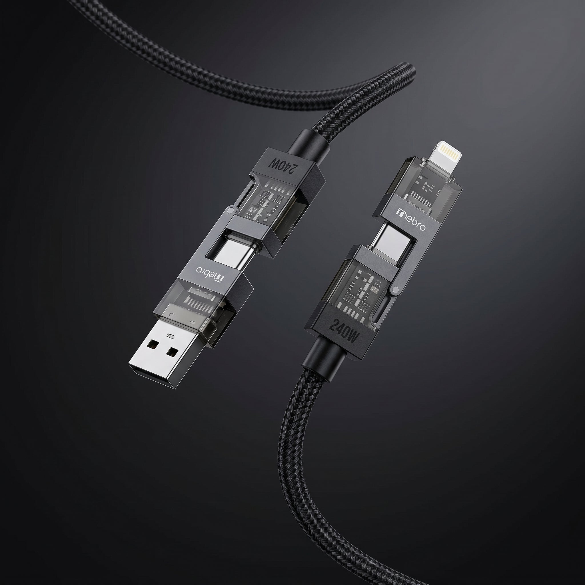 Cable 4 en 1 NEBRO WD-310 240W Carga Rápida PD Multiconector - Imagen 4