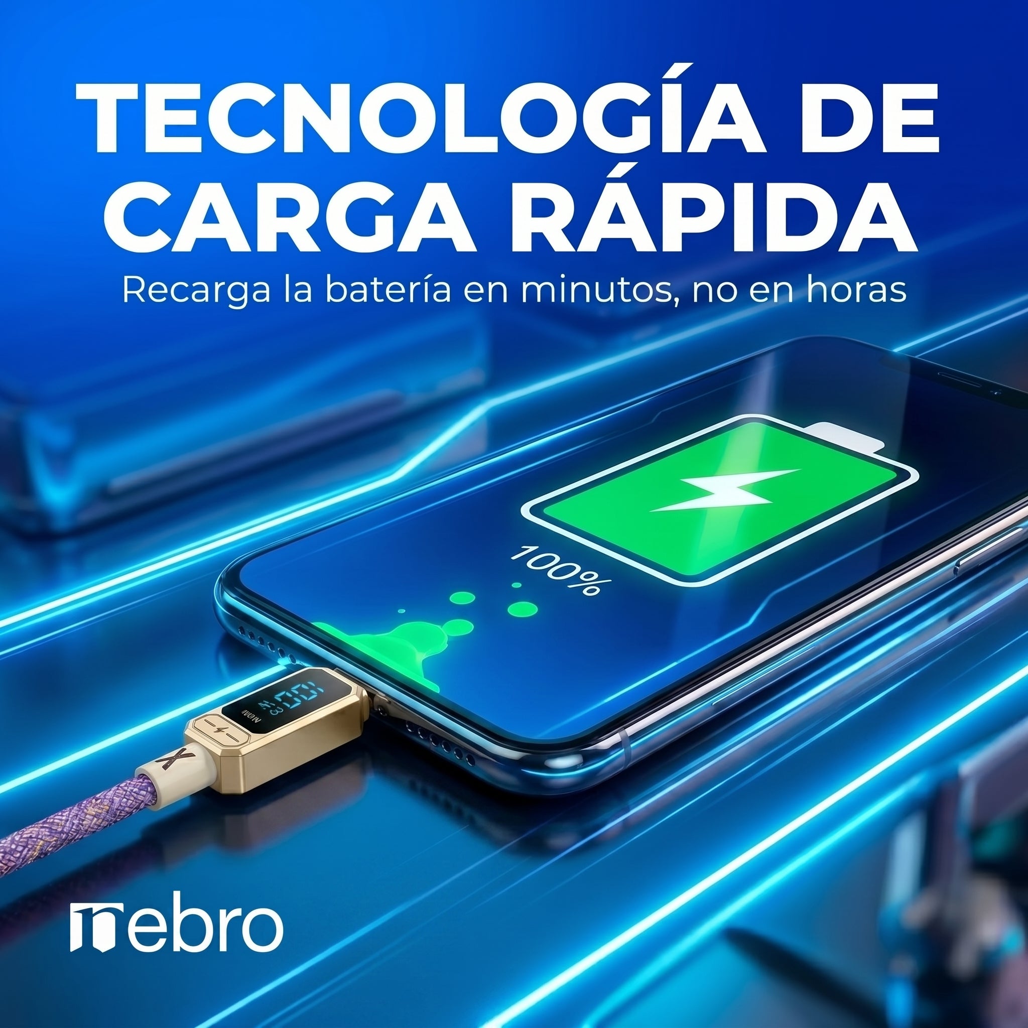 Cable USB Tipo C NEBRO WD-306TT 100W Carga Rápida PD - Imagen 4