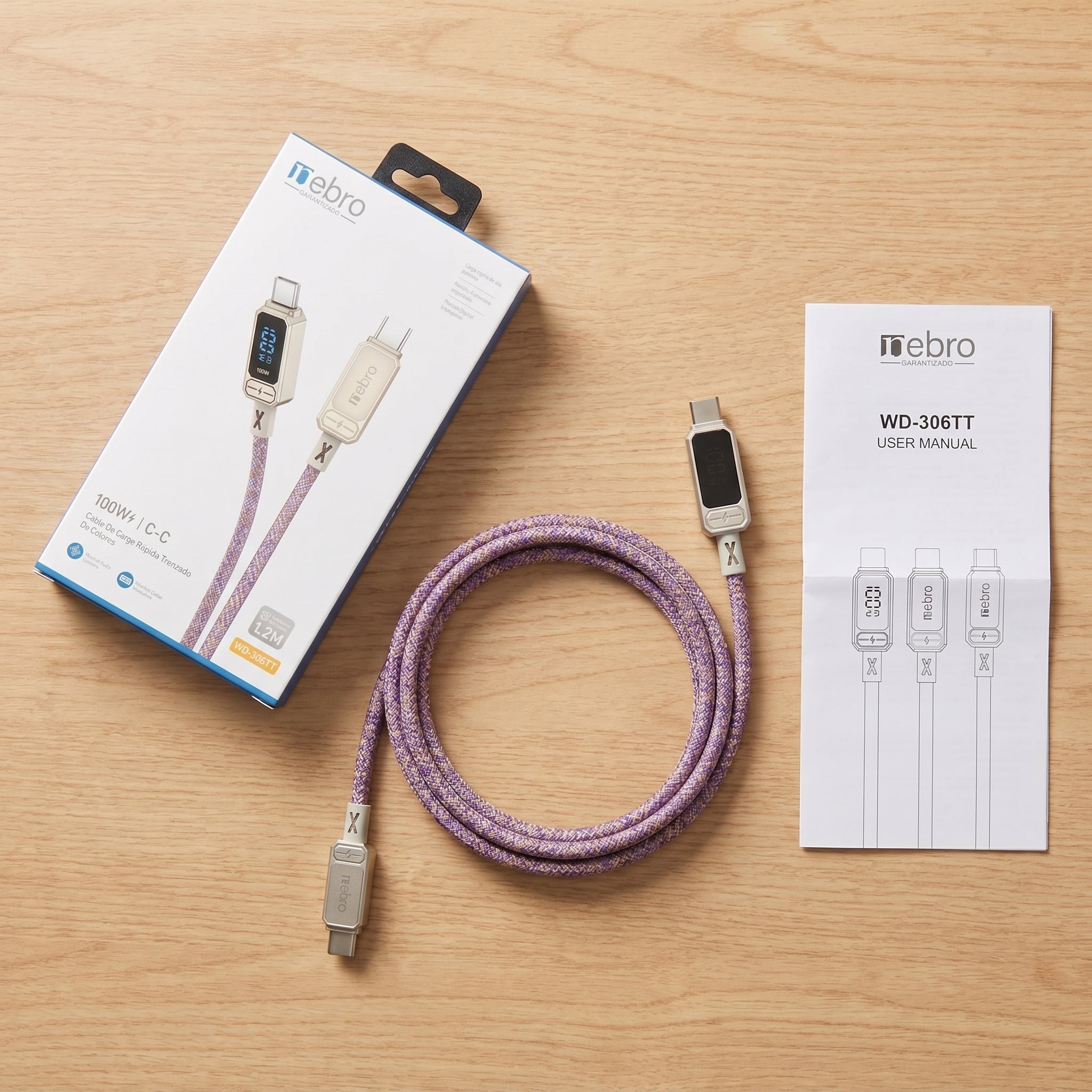 Cable USB Tipo C NEBRO WD-306TT 100W Carga Rápida PD - Imagen 9