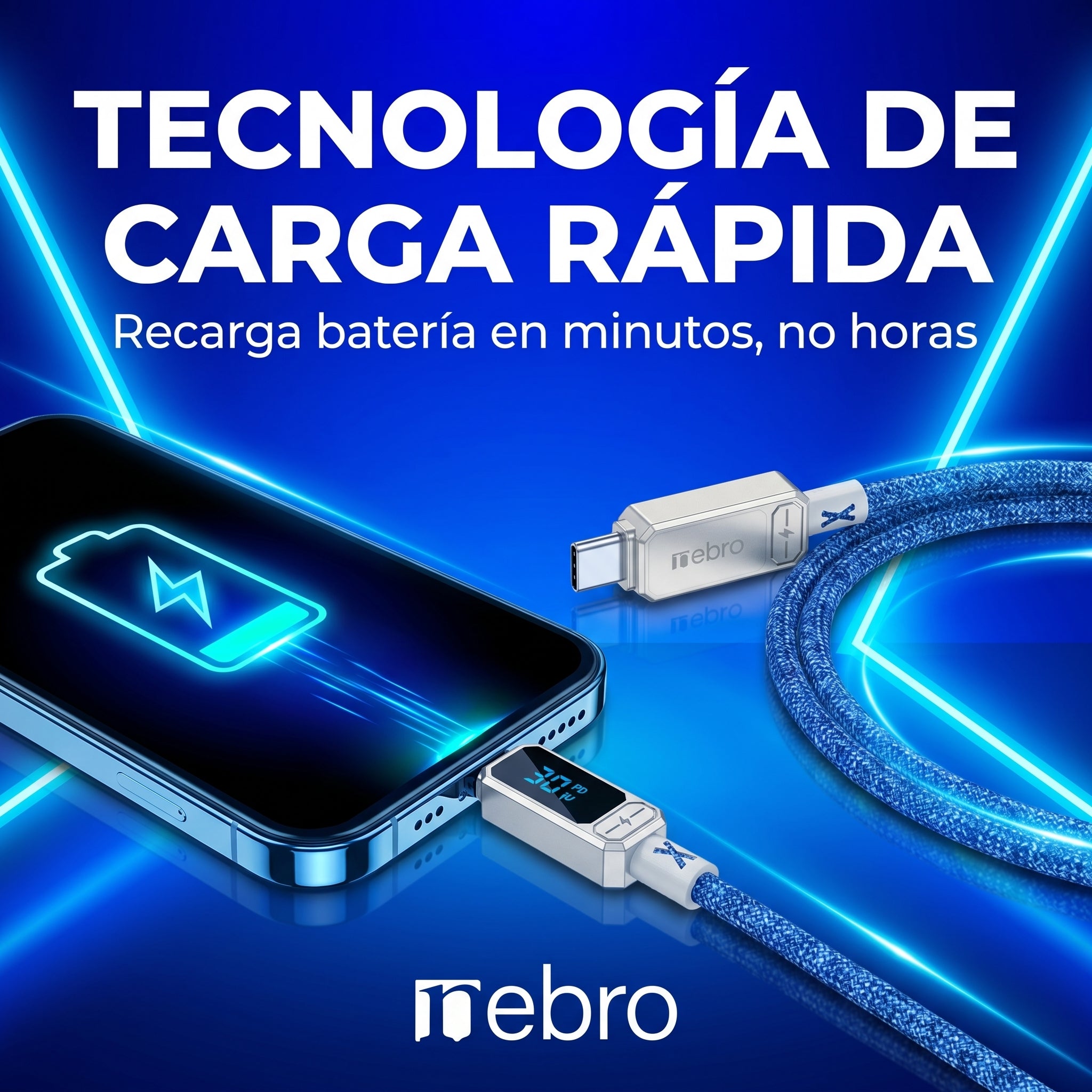 Cable Lightning NEBRO WD-306TL 30W Carga Rápida PD - Imagen 2