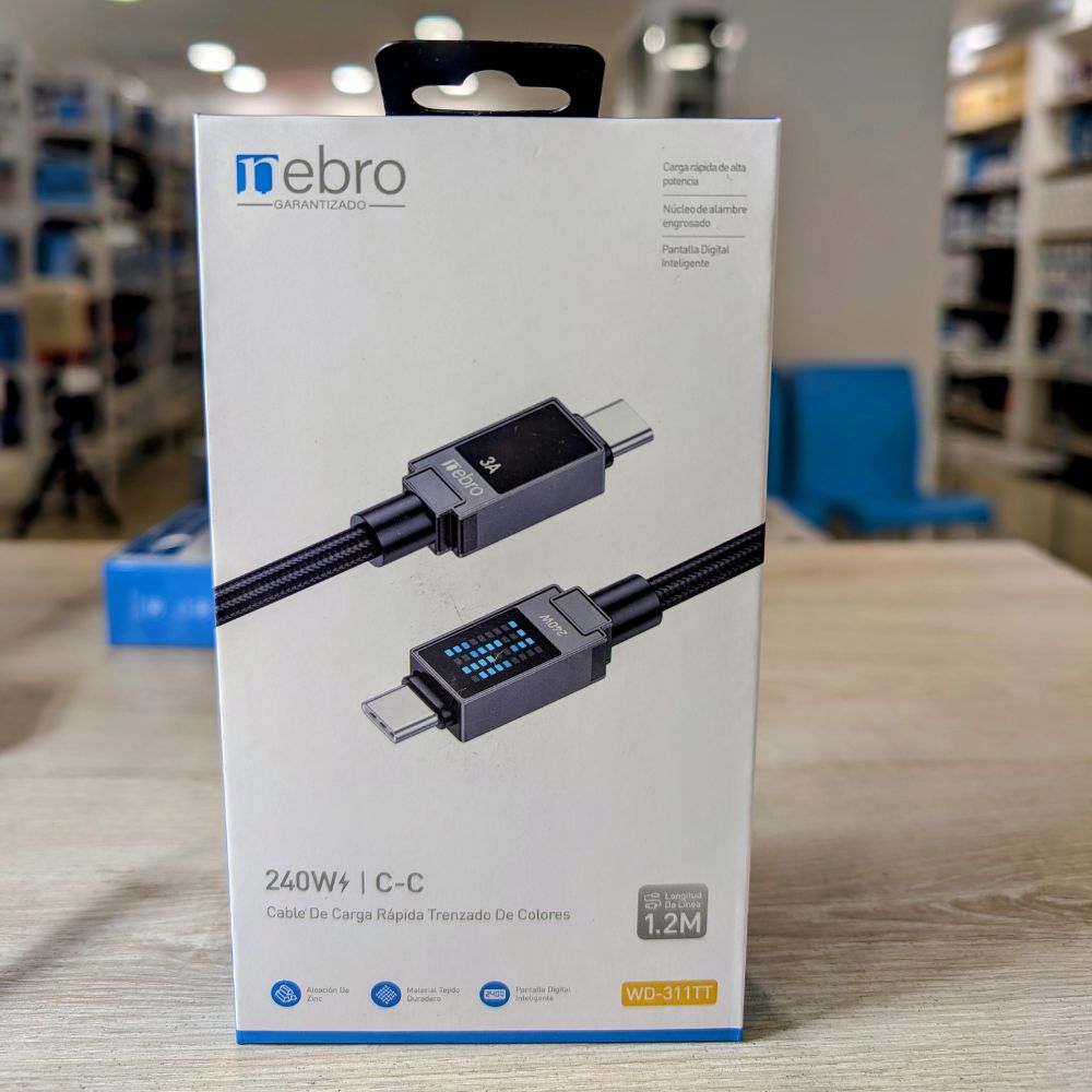 Cable Tipo C Reforzado NEBRO WD311TT 240W Carga Rápida Uso Profesional - Imagen 6