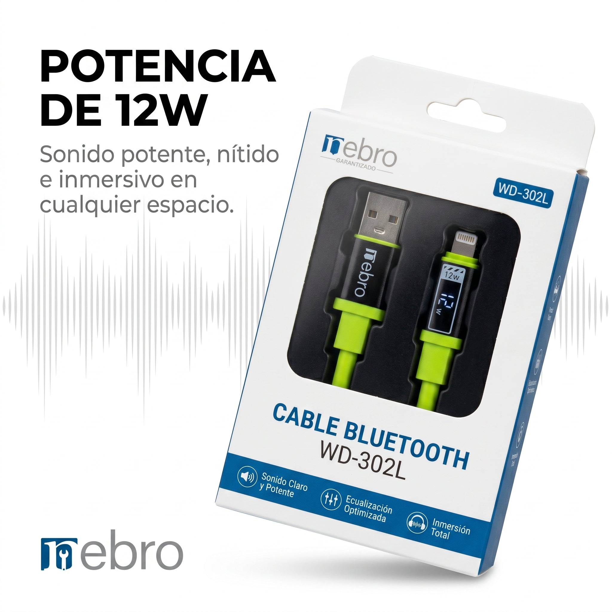 Cable Lightning NEBRO WD-302L 12W Certificado MFi Carga y Sincronización - Imagen 2