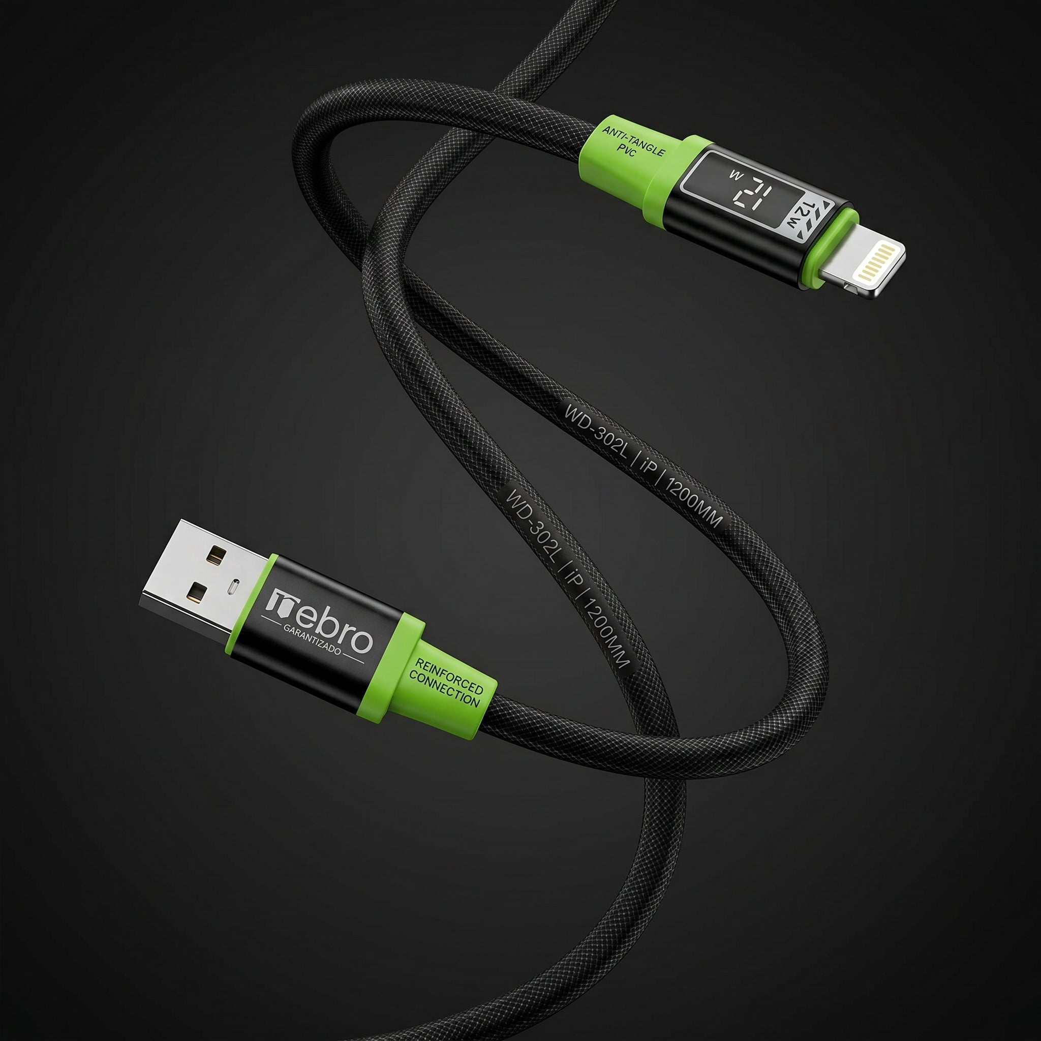 Cable Lightning NEBRO WD-302L 12W Certificado MFi Carga y Sincronización - Imagen 4