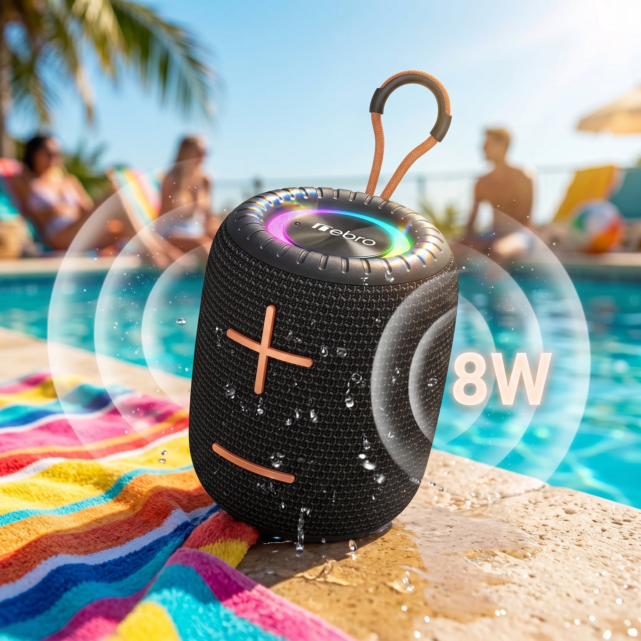 Bocina Bluetooth RGB Exterior NEBRO WG133 8W IPX6 TWS Resistente Agua - Imagen 3