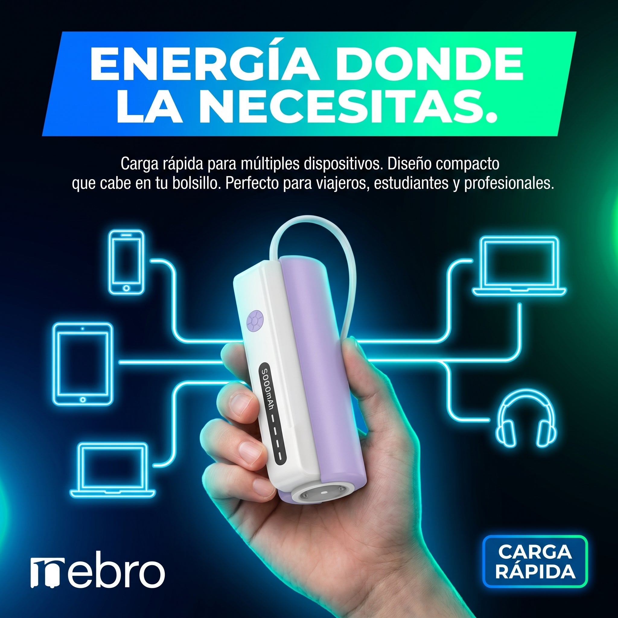 Power Bank NEBRO WB156 Batería Portátil - Imagen 3