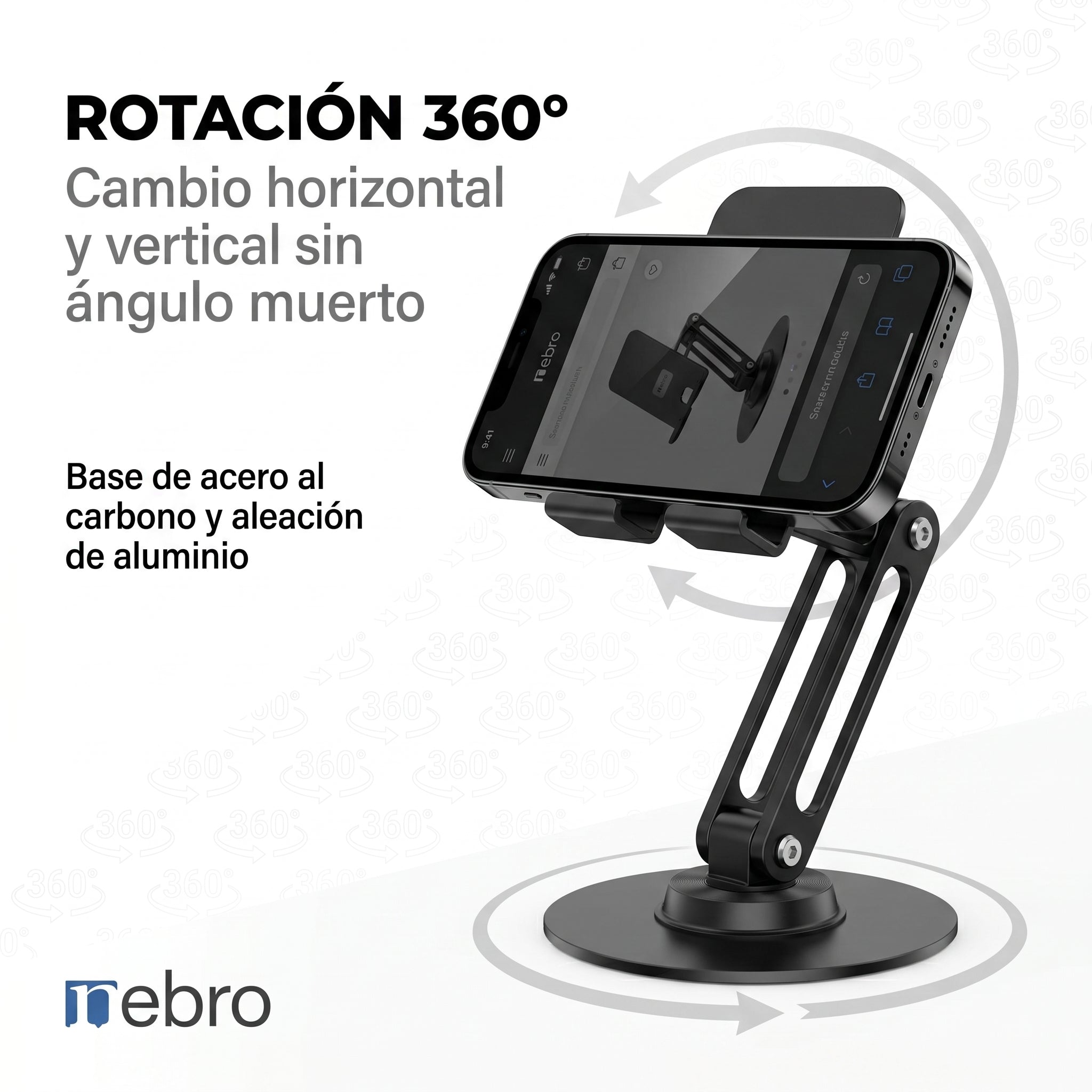 Soporte para Celular y Tablet Nebro WAT-094 Base Ajustable de Aluminio Altura Regulable Compatible con Todos los Dispositivos de 4 a 12 Pulgadas - Imagen 7
