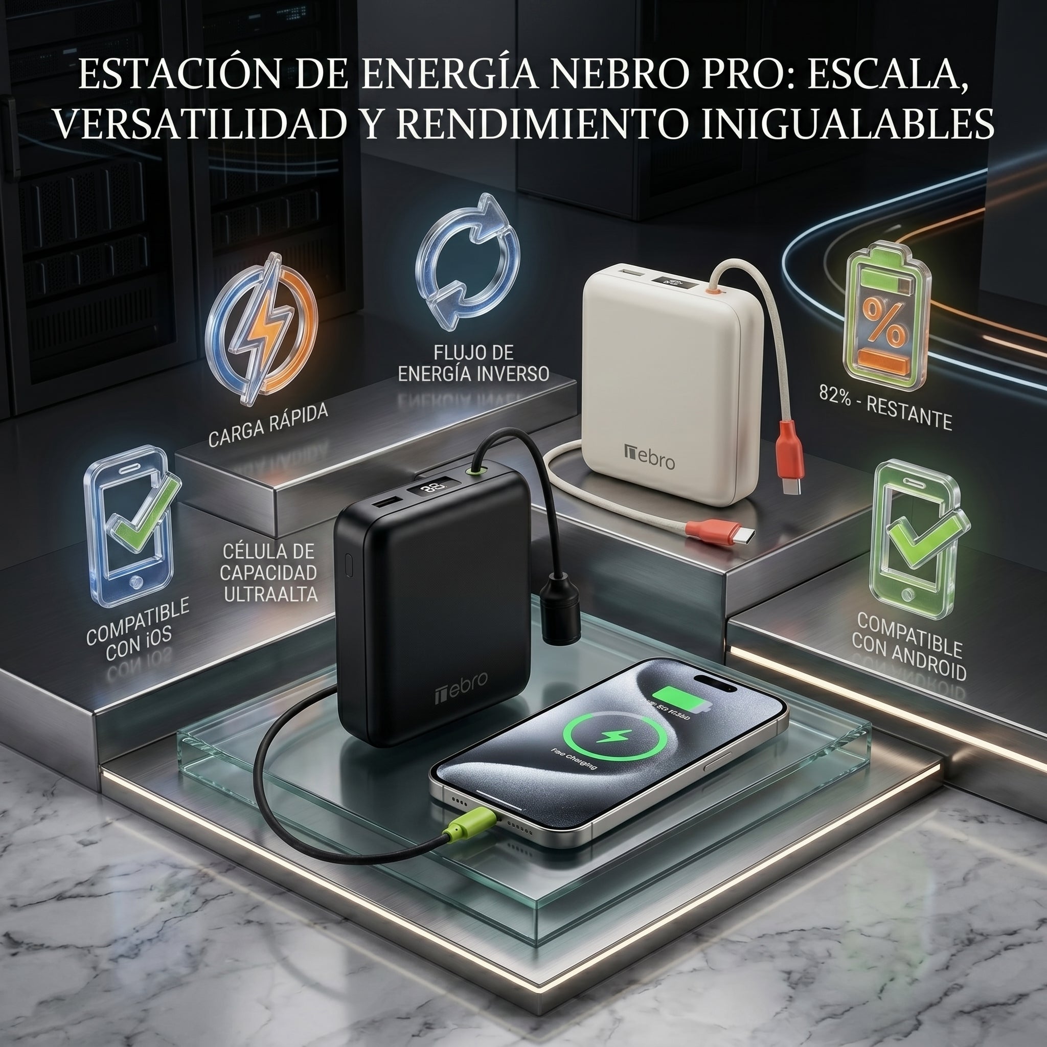 Power Bank Nebro WB-15 1000mAh 37Wh Puertos: Salida iP / USB-C - Imagen 3