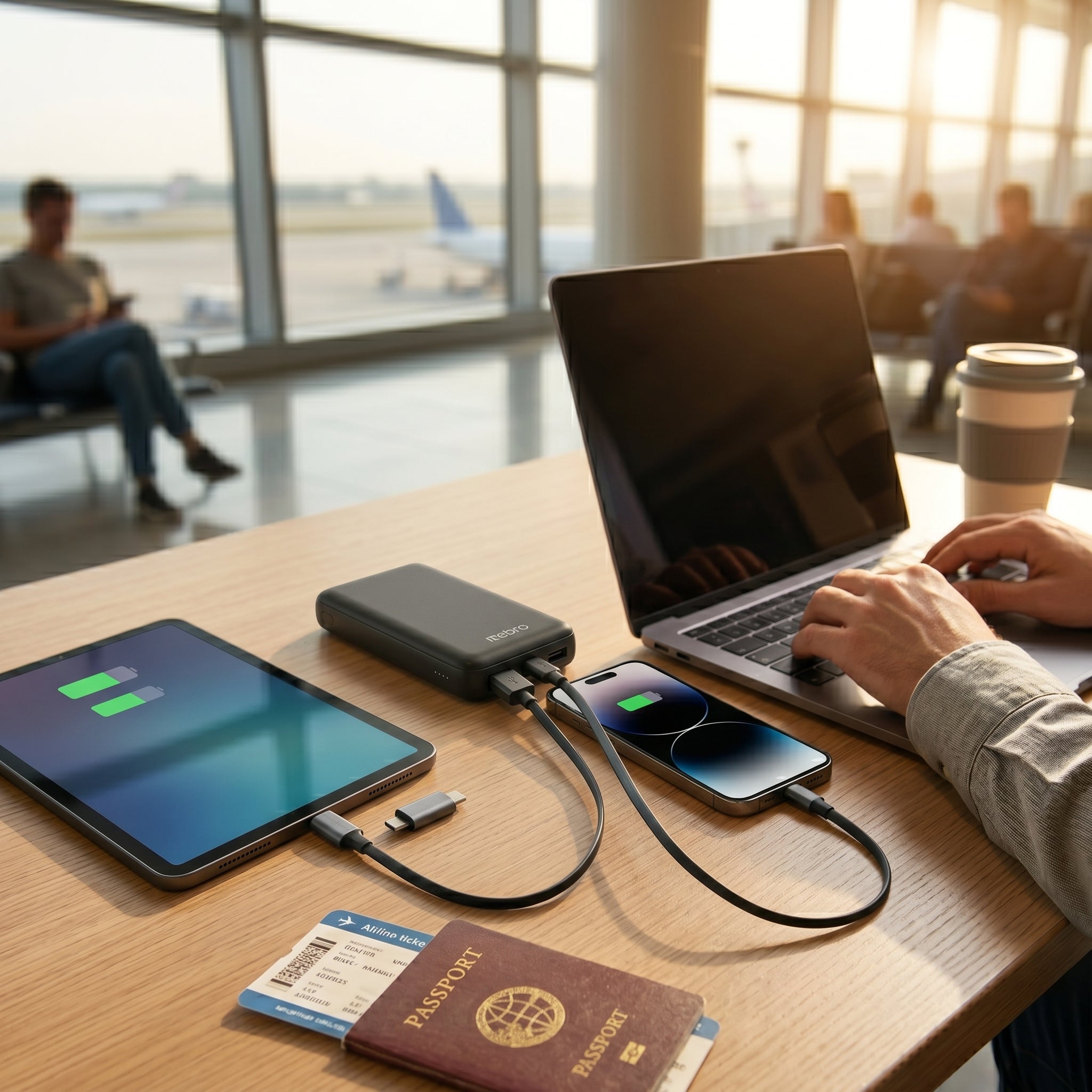 Power Bank Nebro WB-014 10000mAh Batería Portátil con 4 Cables Integrados V8 Tipo-C Lightning y USB Carga Rápida 5V-2A Diseño Compacto y Ligero - Imagen 5