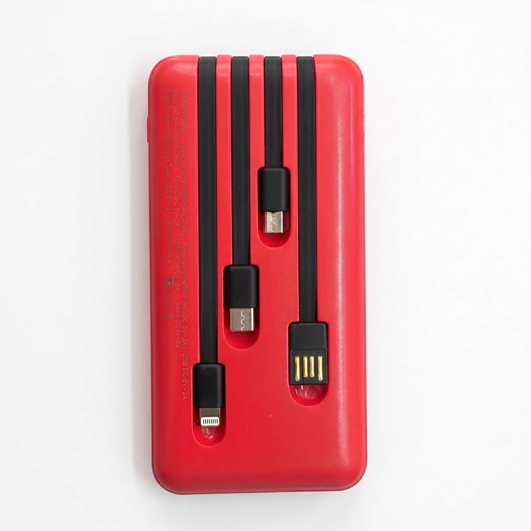 Power Bank Nebro WB-014 10000mAh Batería Portátil con 4 Cables Integrados V8 Tipo-C Lightning y USB Carga Rápida 5V-2A Diseño Compacto y Ligero - Imagen 7
