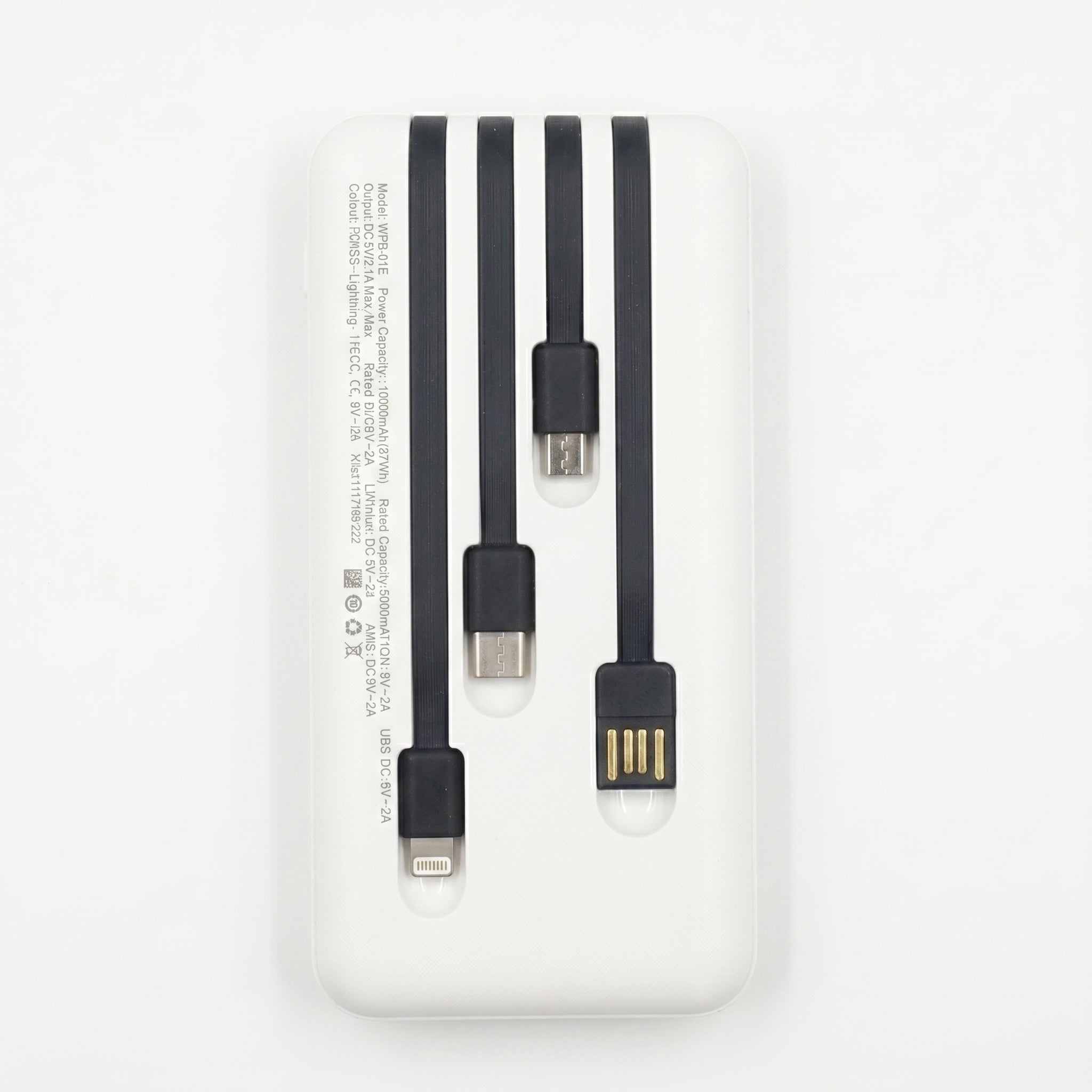 Power Bank Nebro WB-014 10000mAh Batería Portátil con 4 Cables Integrados V8 Tipo-C Lightning y USB Carga Rápida 5V-2A Diseño Compacto y Ligero - Imagen 9