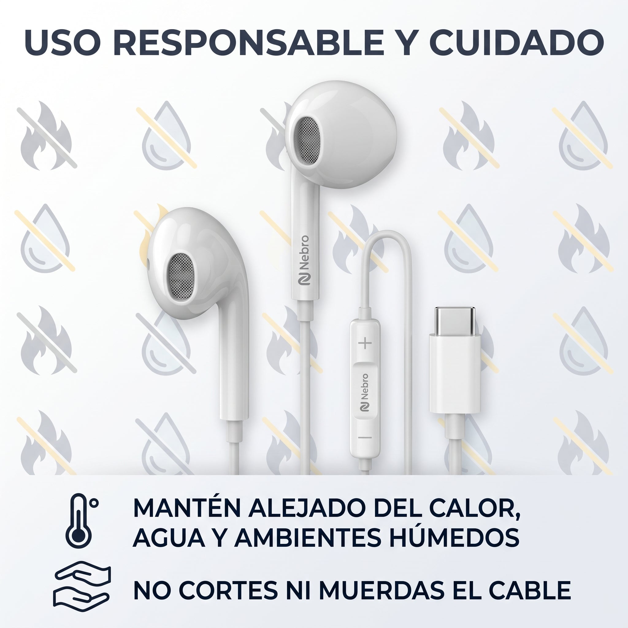 Audífonos Tipo-C Nebro WJ-005 con Driver de 14mm Sonido HiFi - Imagen 6