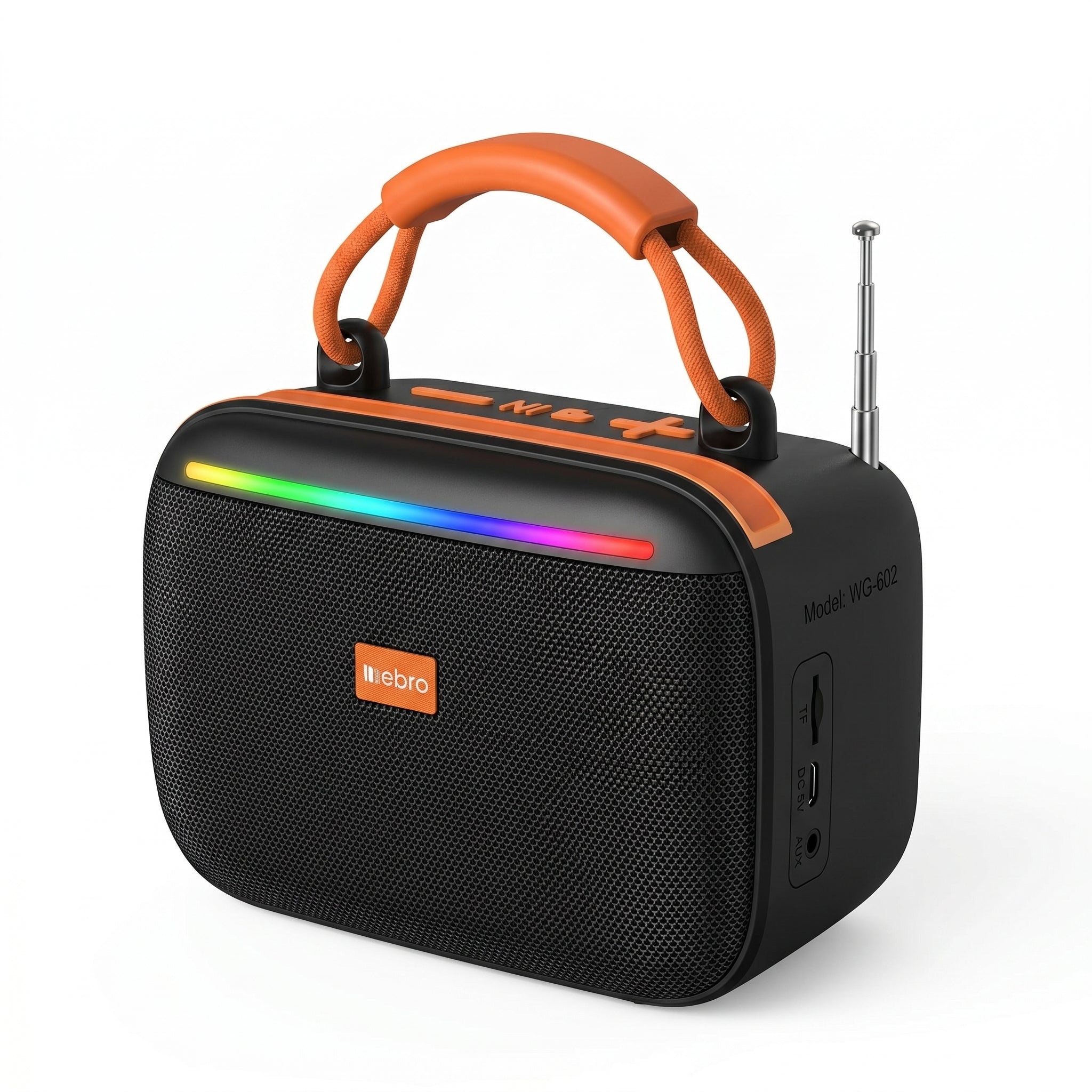 Bocina Bluetooth RGB Solar NEBRO WG602 10W TWS Radio FM Tarjeta TF