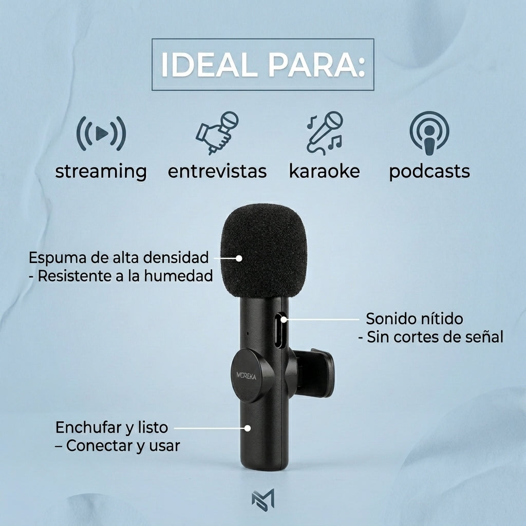 Micrófono Inalámbrico Pequeño MOREKA ML-02 - Imagen 6
