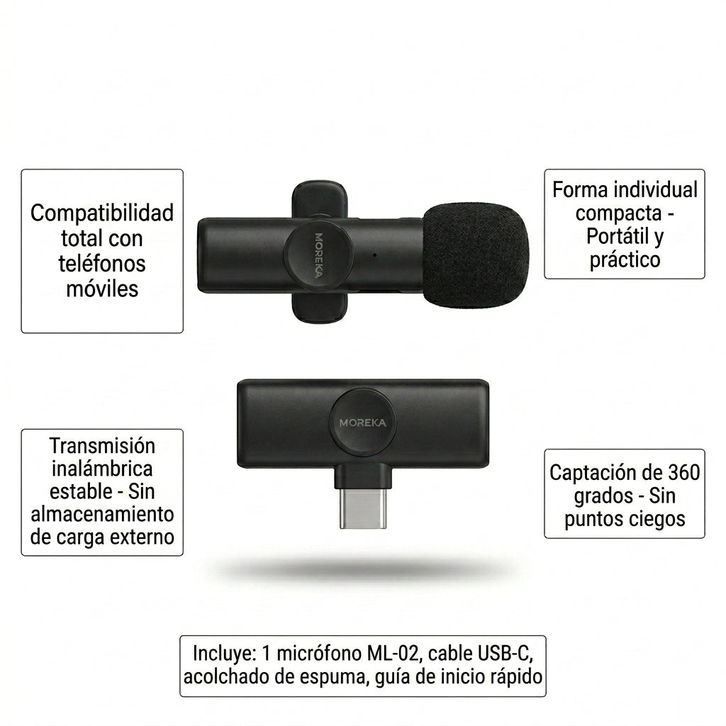 Micrófono Inalámbrico Pequeño MOREKA ML-02 - Imagen 7