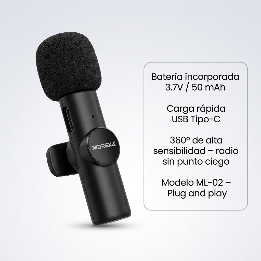 Micrófono Inalámbrico Pequeño MOREKA ML-02 - Imagen 8