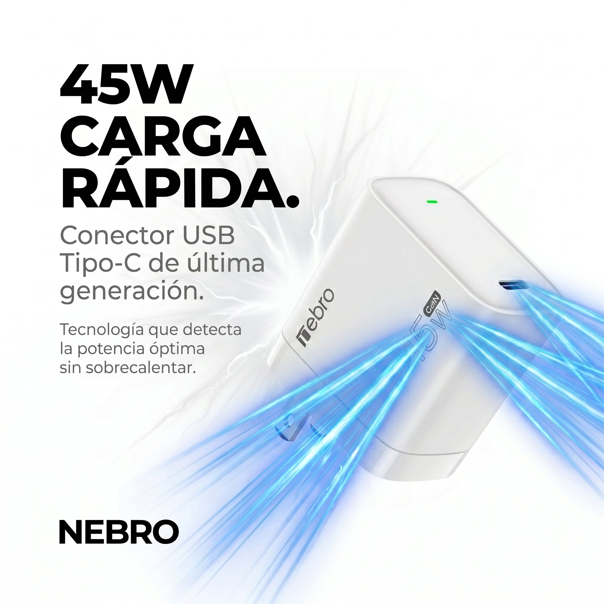 Cargador cable Tipo C NEBRO VGA054T 45W - Imagen 2