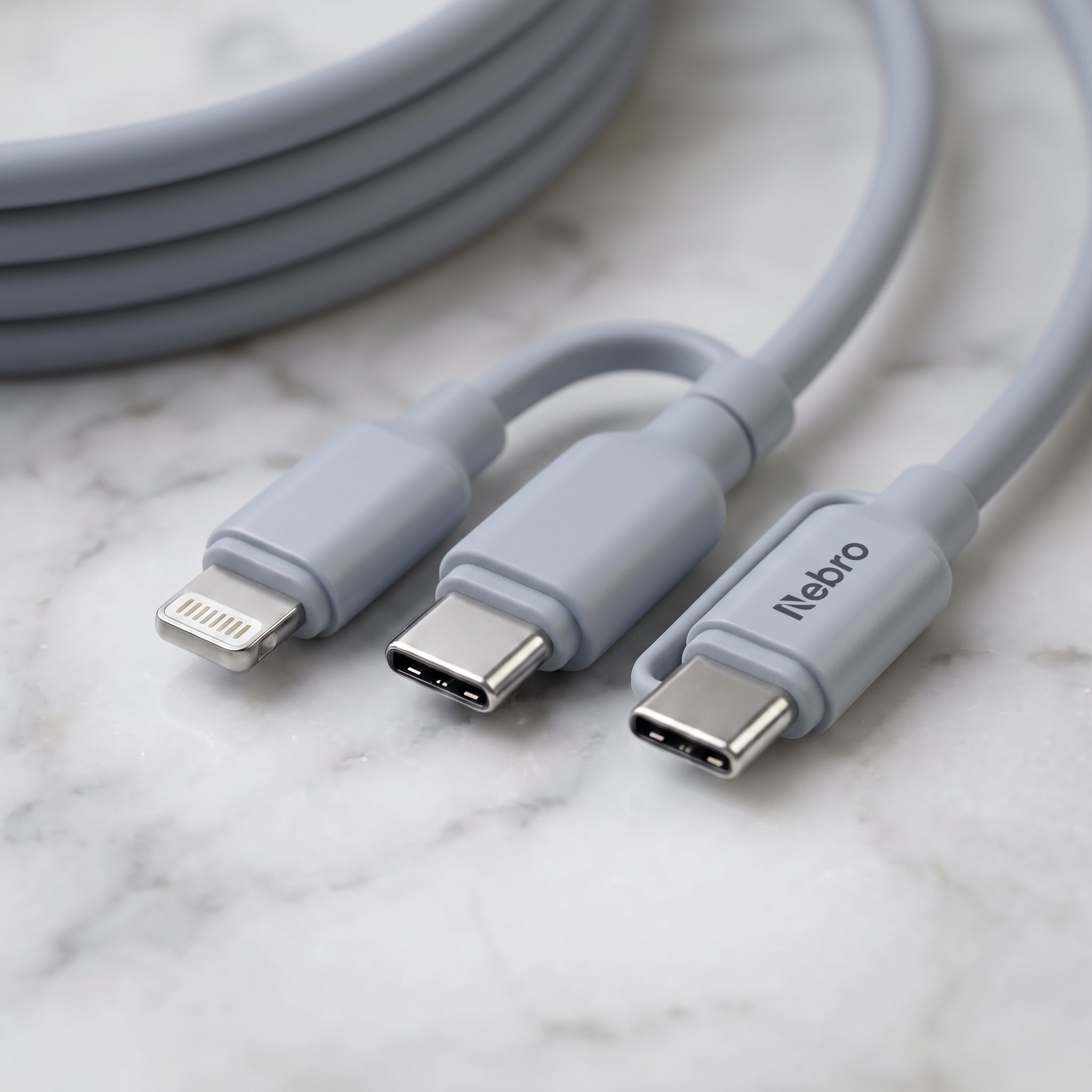 Cable 2 en 1 Tipo-C a Tipo-C y Lightning Nebro WD-319 Carga Universal - Imagen 6