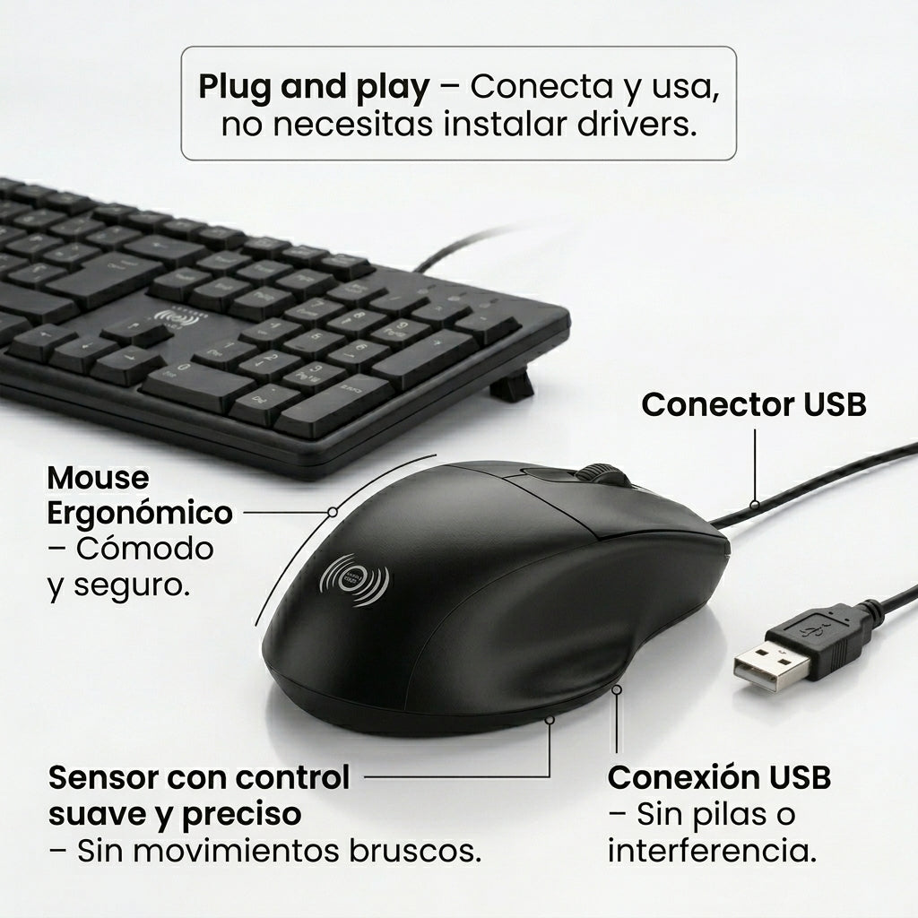 Teclado y Mouse Alámbrico Delgado CE-WS790 Control Expert - Imagen 6
