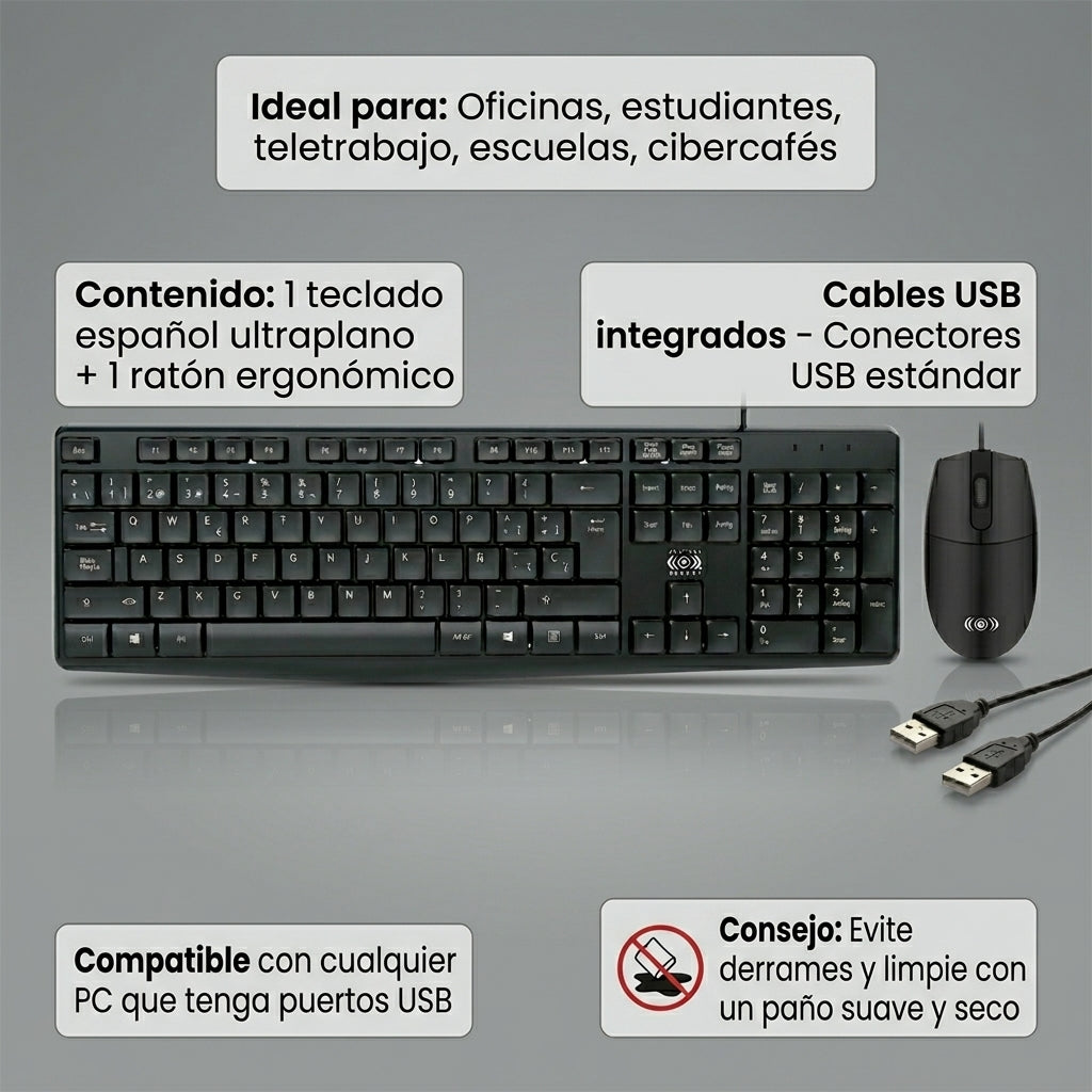 Teclado y Mouse Alámbrico Delgado  CE-WS790 Control Expert - Imagen 8