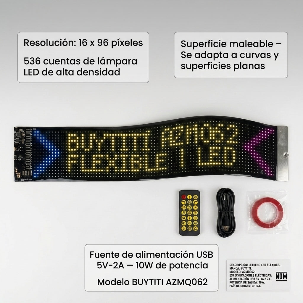 Letrero LED Flexible personalizable BUYTITI AZMQ062 - Imagen 7