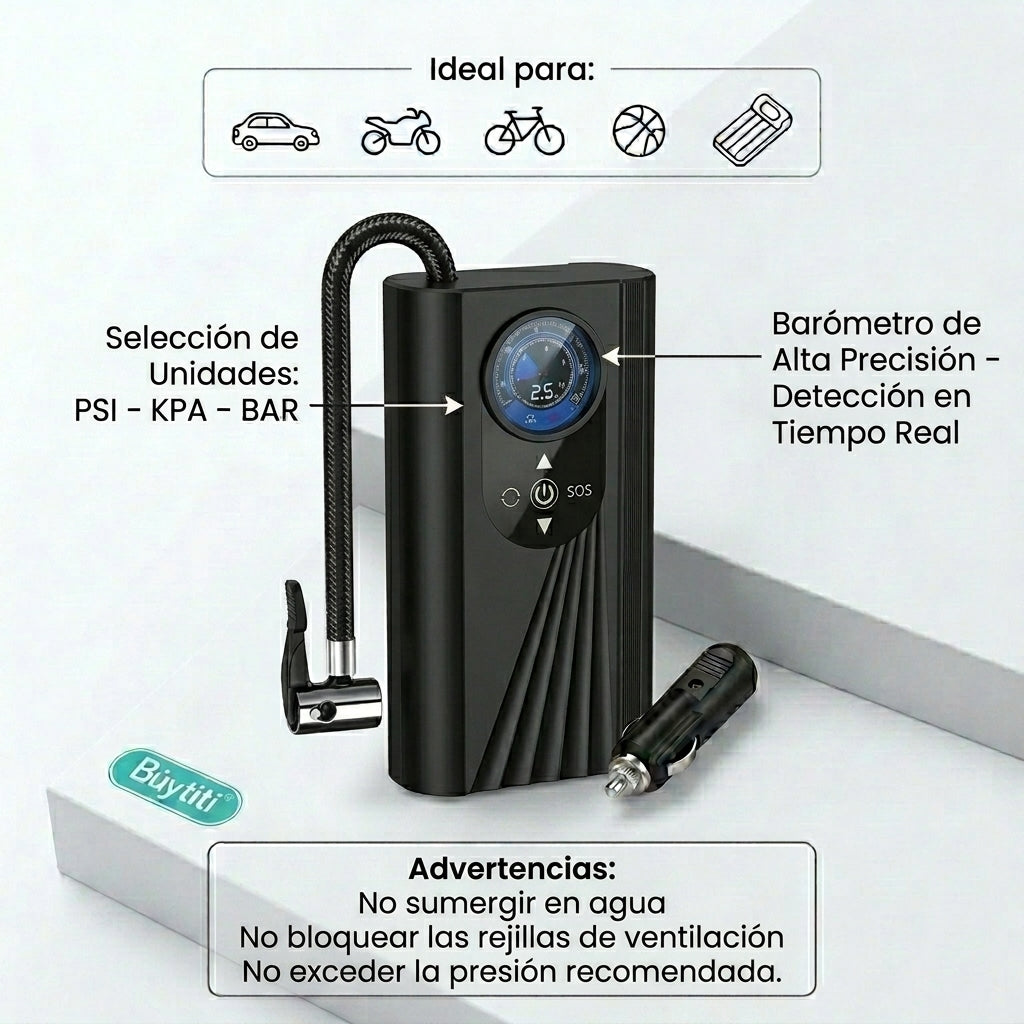 Bomba de Aire Electrica para automóvil BUYTITI MR-929 - Imagen 6