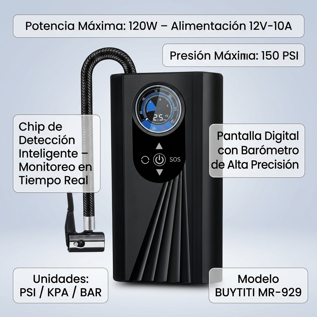 Bomba de Aire Electrica para automóvil BUYTITI MR-929 - Imagen 8