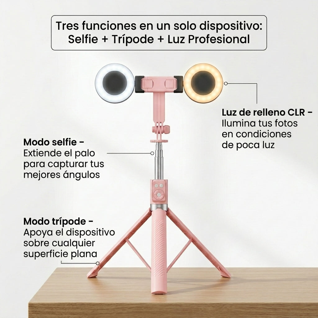 Palo para Selfies con Trípode y Luz de Relleno YISEN A12 - Imagen 8