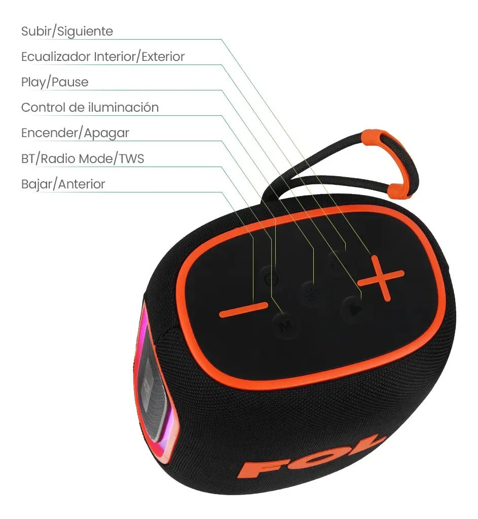 Bocina Portátil Bluetooth FOL FS-D30 PRO 40W Woofer 4' + Tweeter 2' 5hrs bateria - Imagen 6