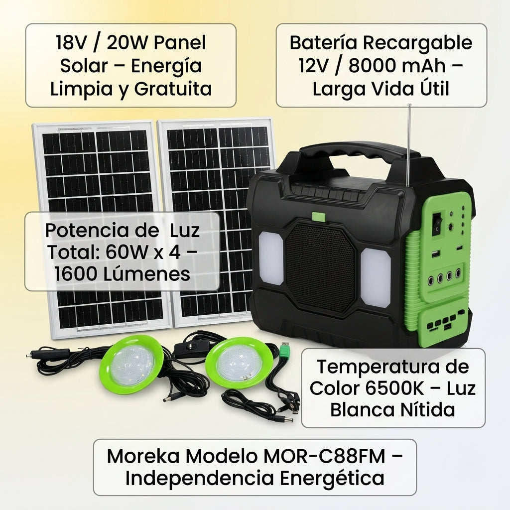 Sistema de Iluminación Solar MOR-C88FM: Luz y música MOREKA - Imagen 8