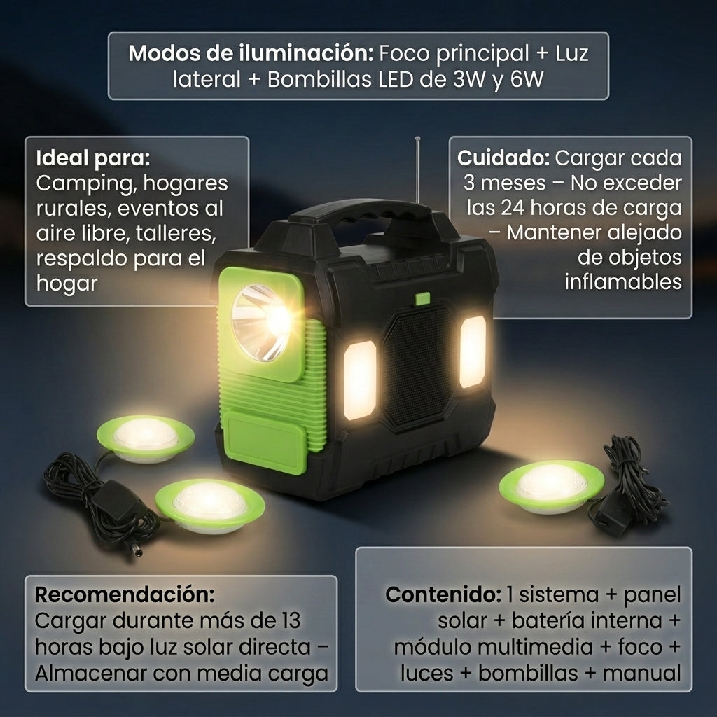 Sistema de Iluminación Solar MOR-C88FM: Luz y música MOREKA - Imagen 9
