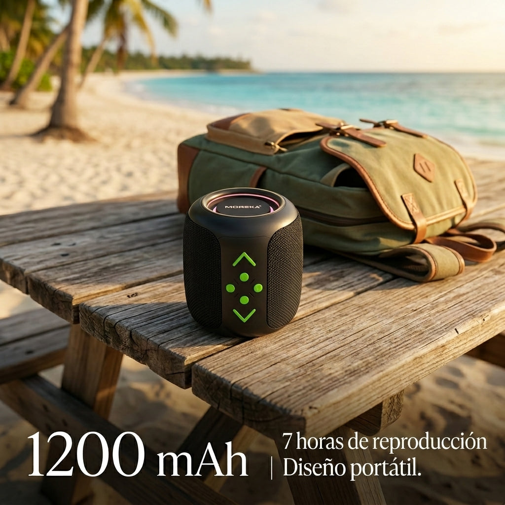 Altavoz Inalámbrico Portátil Moreka-446 Luz RGB 8W — Bluetooth, USB, Radio FM - Imagen 4