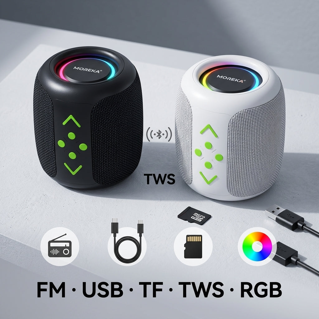 Altavoz Inalámbrico Portátil Moreka-446 Luz RGB 8W — Bluetooth, USB, Radio FM - Imagen 5