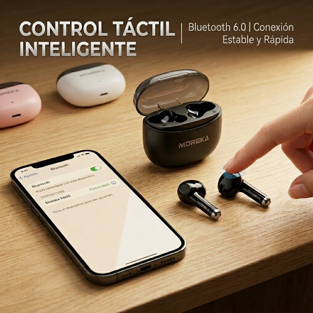Audífonos Inalámbricos MOREKA E605 25 horas de autonomía Hi-Fi — Bluetooth 5.3 TWS - Imagen 5