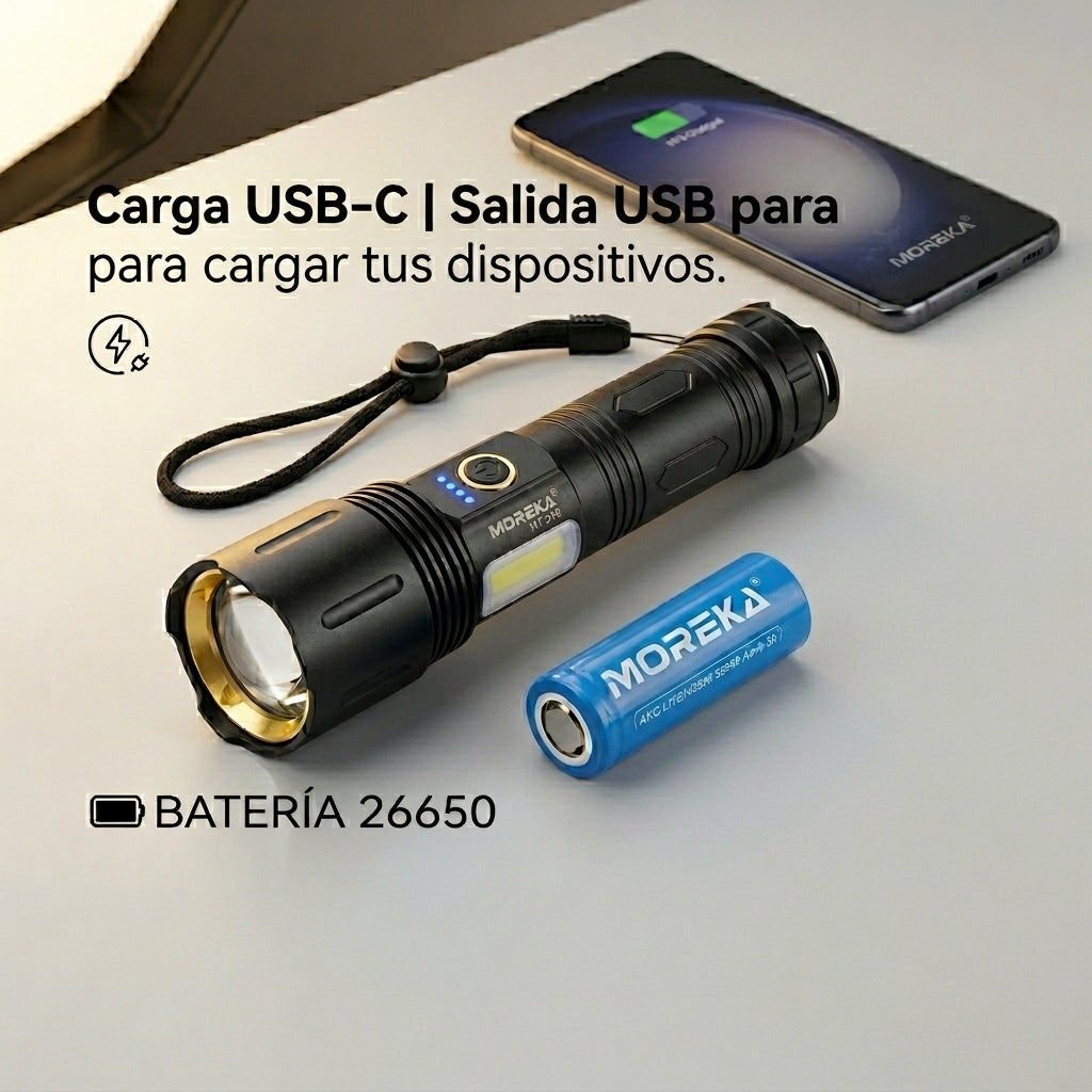 Linterna Recargable LED MOREKA MT-019 Alta potencia - Imagen 2