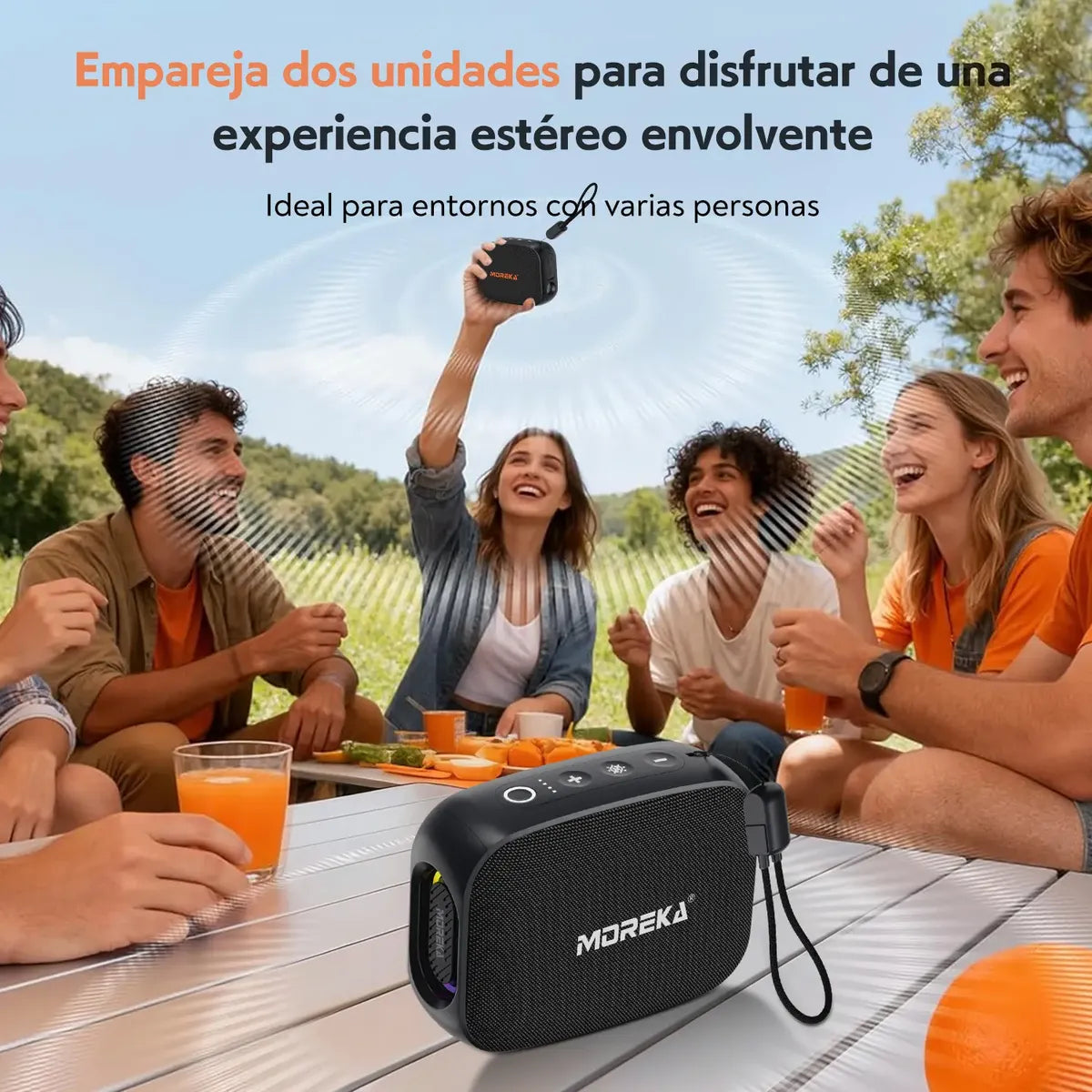 Bocina Inalámbrica Bluetooth MOREKA-428B TWS LINTERNA 10W 9.5h Bateria - Imagen 2