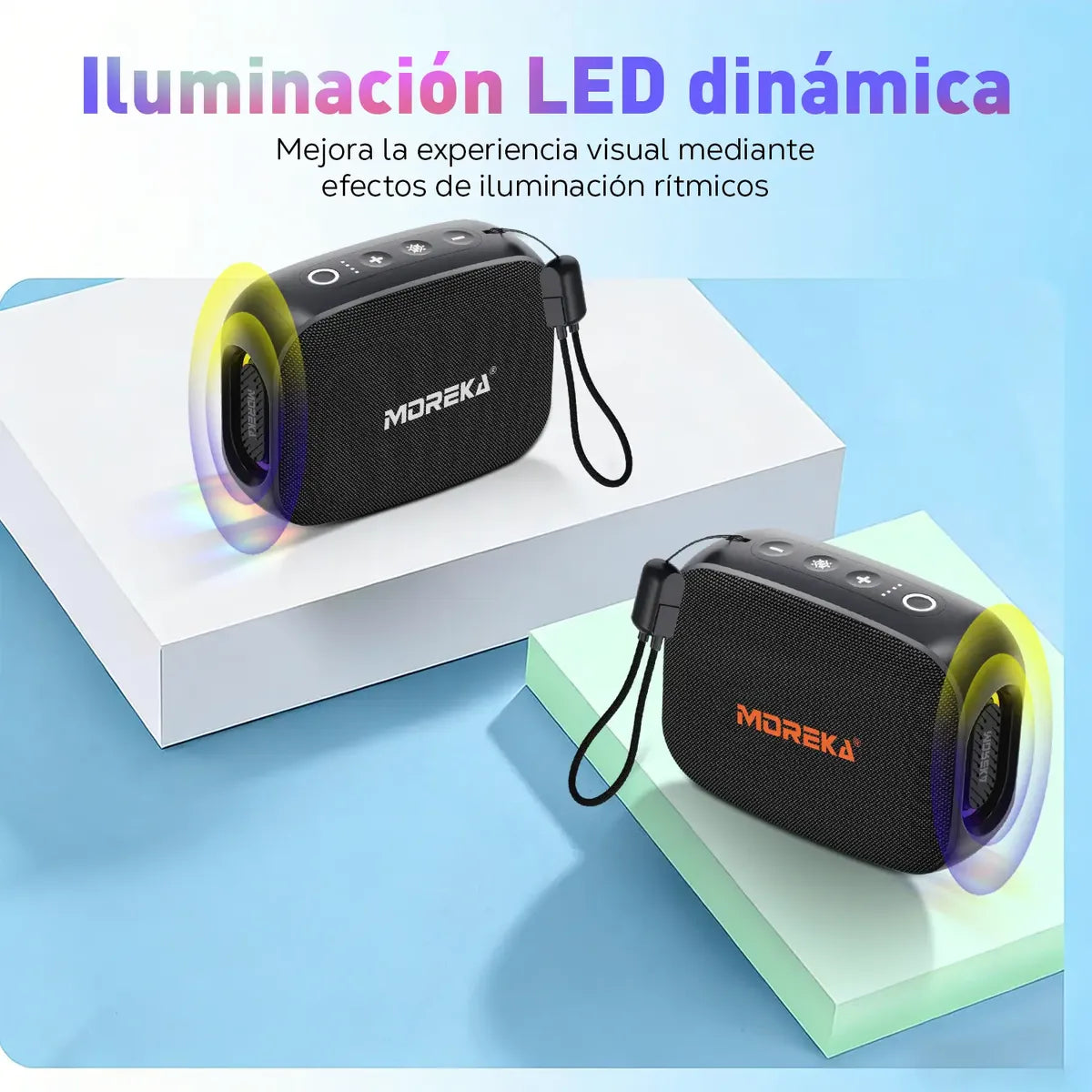 Bocina Inalámbrica Bluetooth MOREKA-428B TWS LINTERNA 10W 9.5h Bateria - Imagen 5