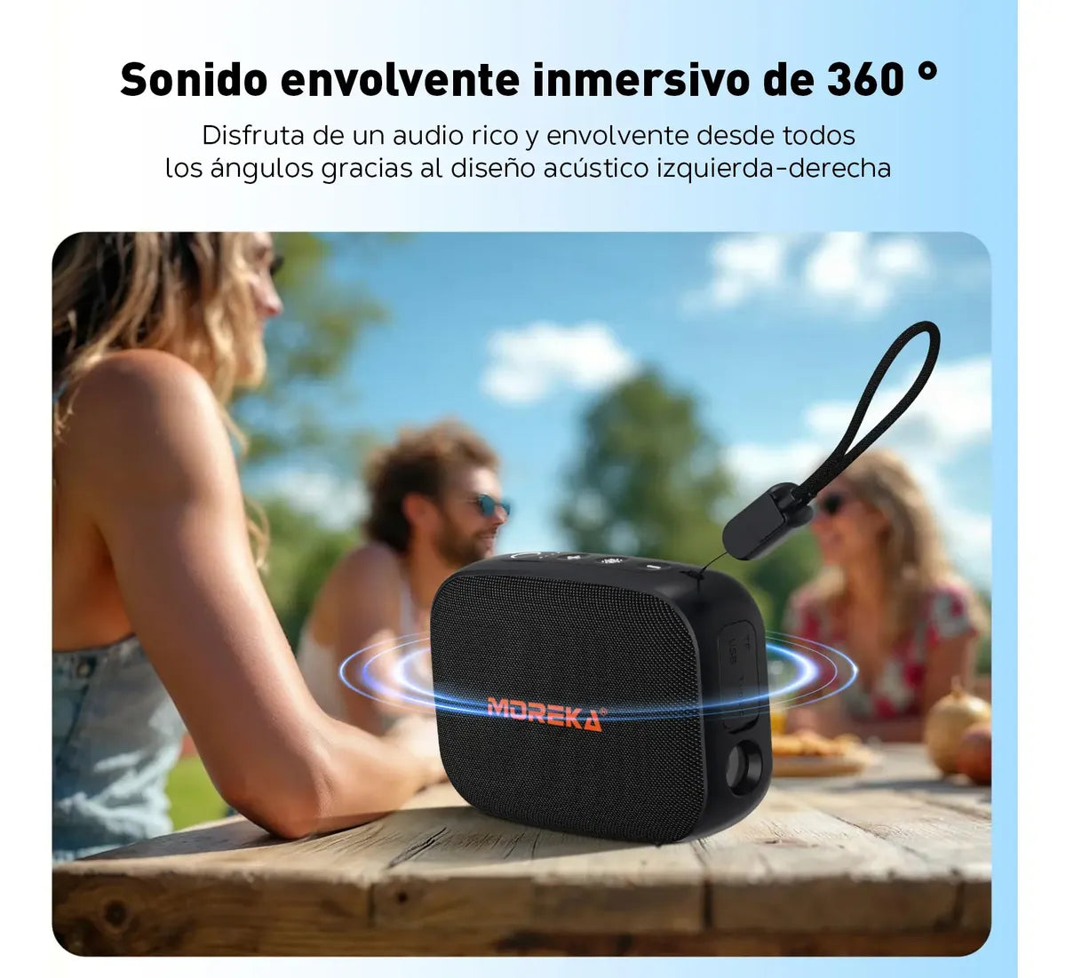 Bocina Inalámbrica Bluetooth MOREKA-428B TWS LINTERNA 10W 9.5h Bateria - Imagen 6