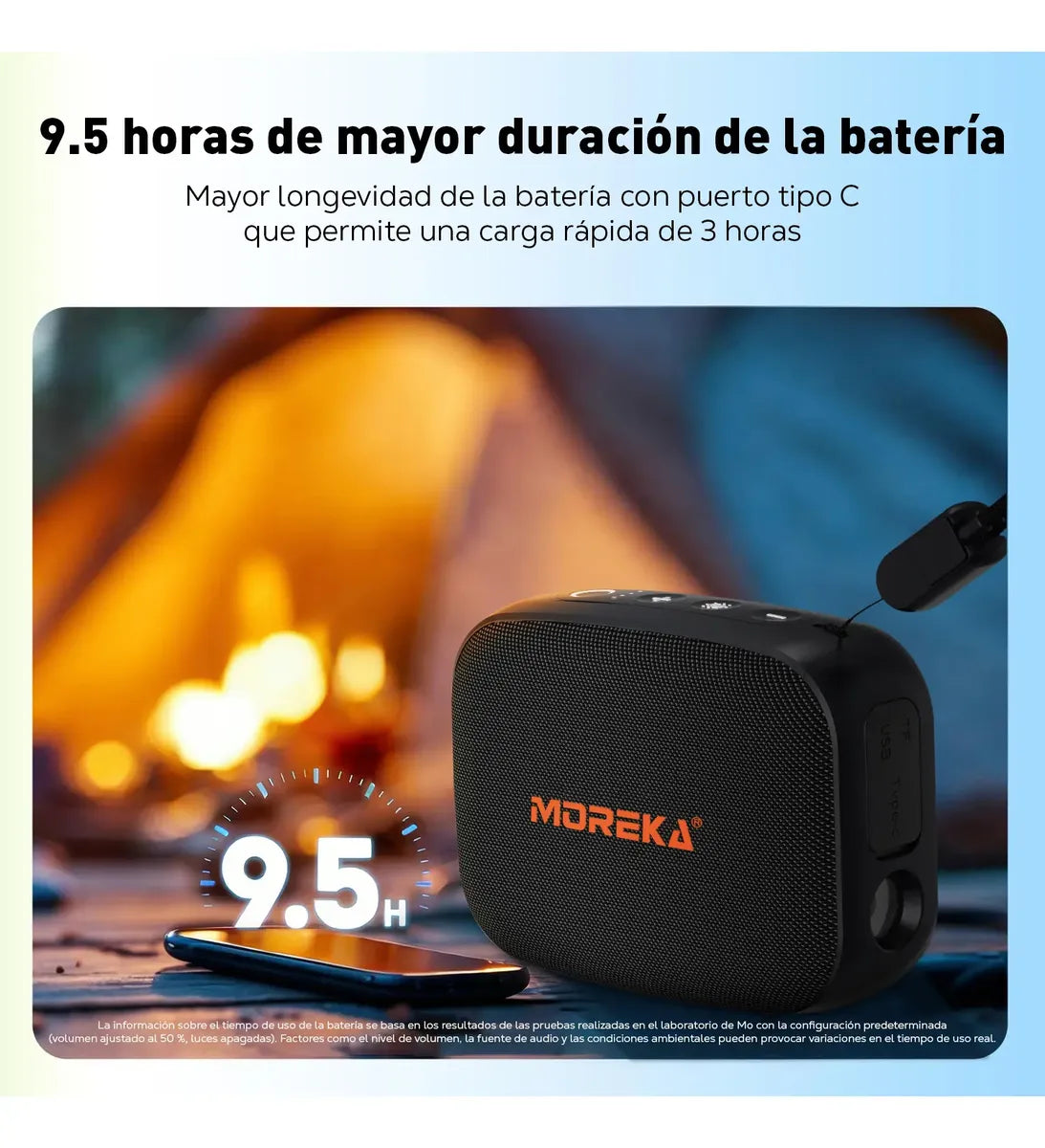 Bocina Inalámbrica Bluetooth MOREKA-428B TWS LINTERNA 10W 9.5h Bateria - Imagen 7