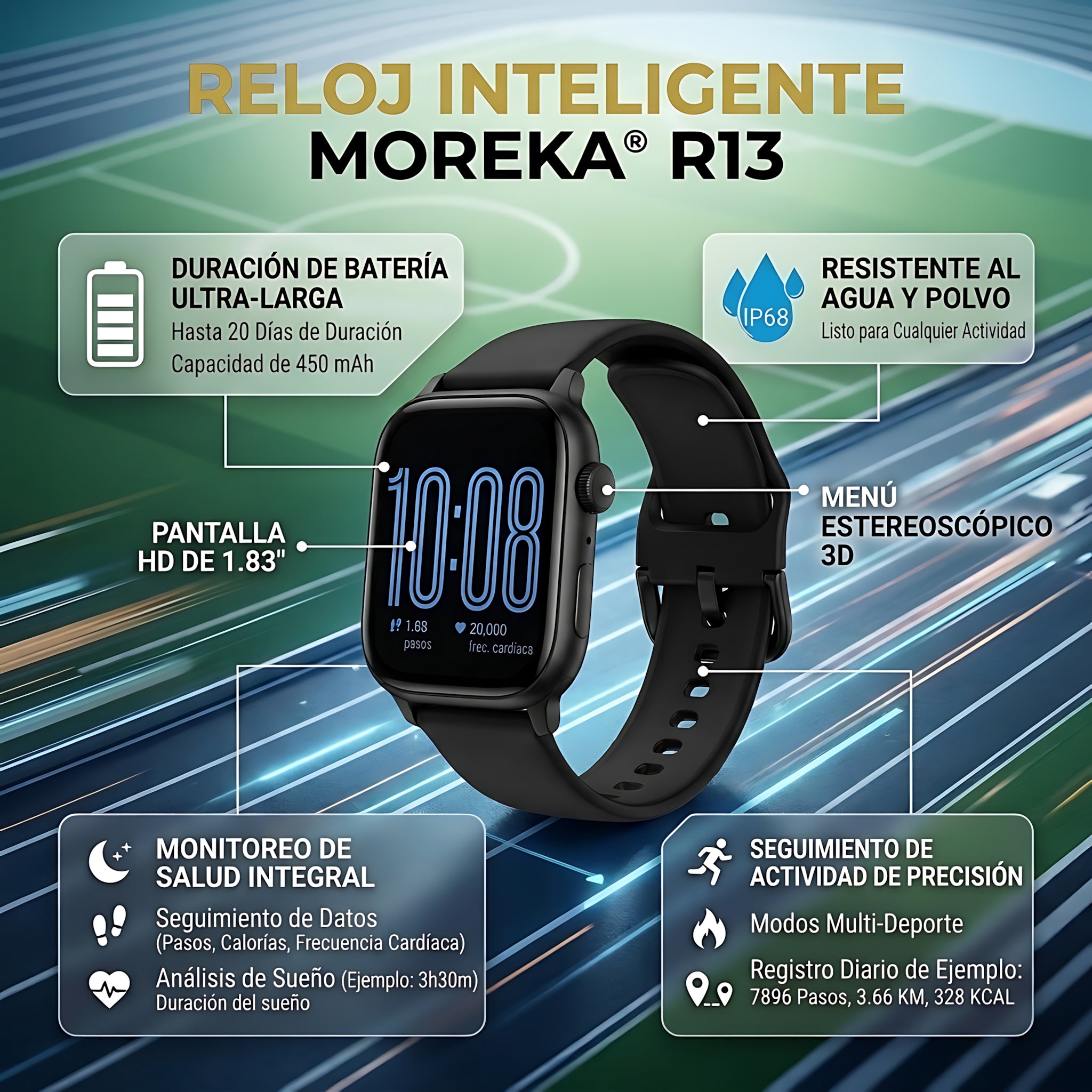 Reloj Inteligente Smart Watch Moreka R13 IP68 - Imagen 3