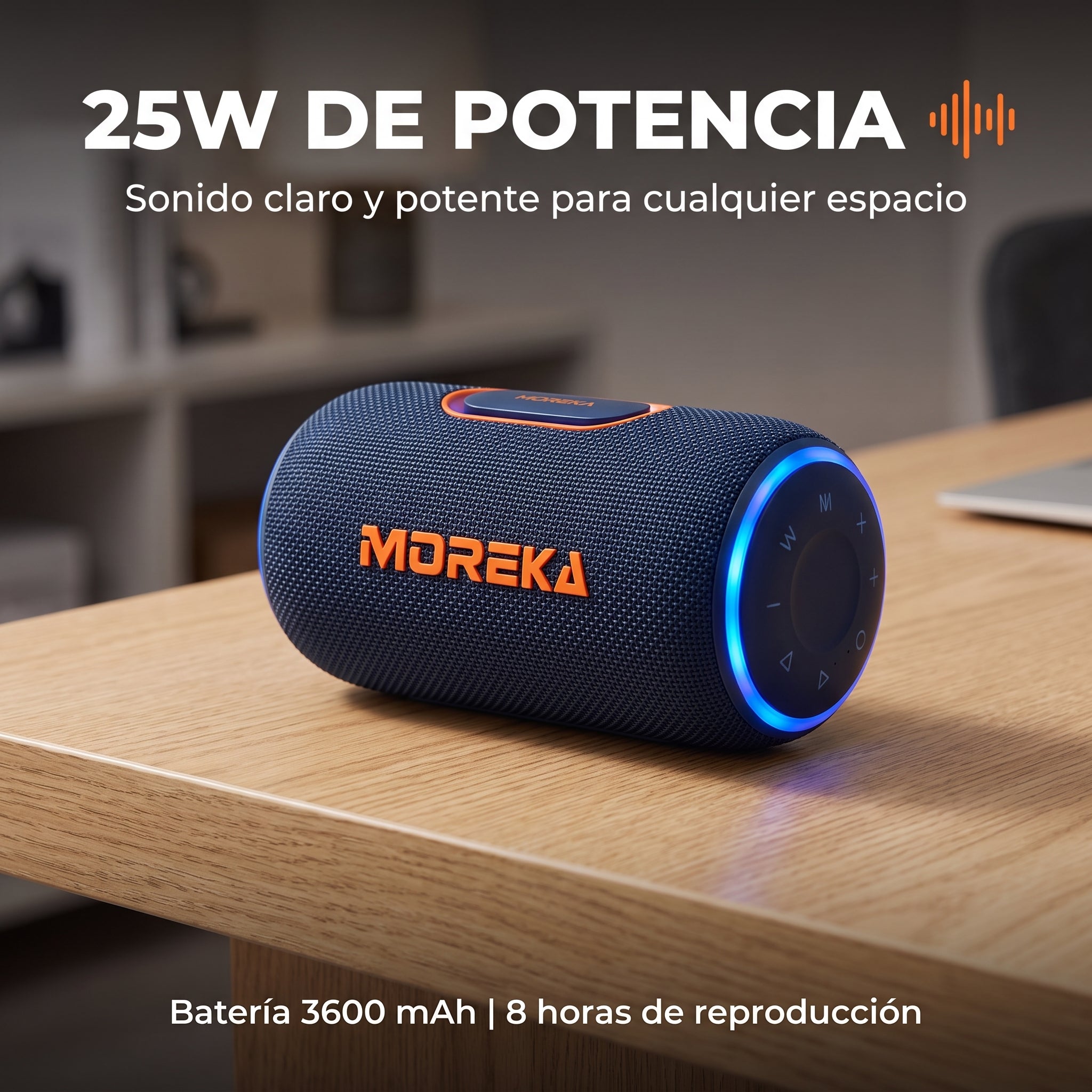Bocina Inalámbrica Portátil Moreka-445 IPX5 25W Bluetooth 5.4 - Imagen 4