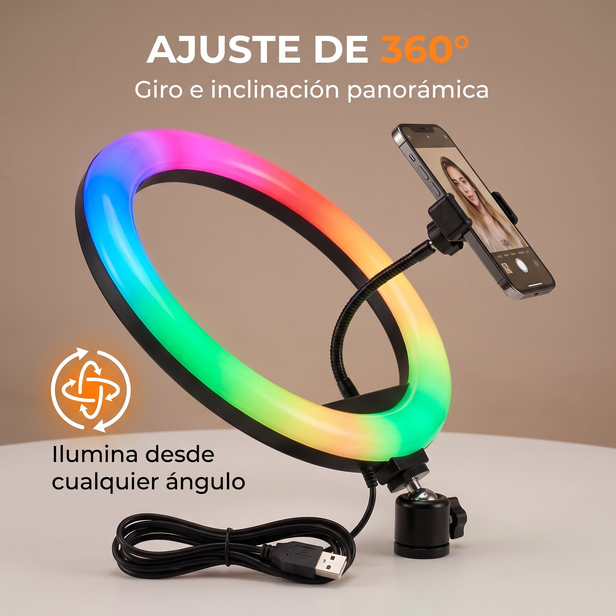 Aro de Luz LED RGB MJ-36 - Imagen 2