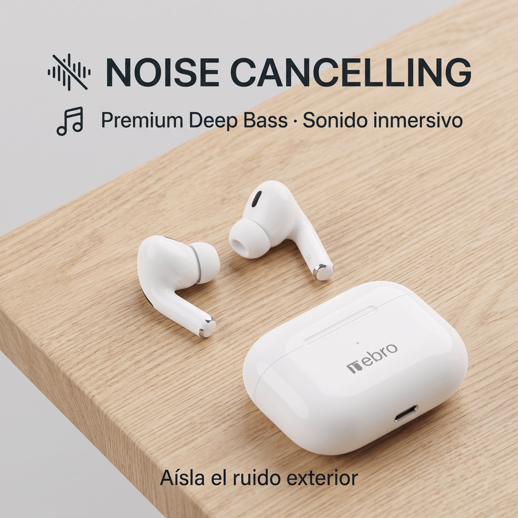 Audífonos Inalámbricos Nebro-W5: Cancelación de Ruido Deep Bass — Bluetooth 5.3 TWS - Imagen 2