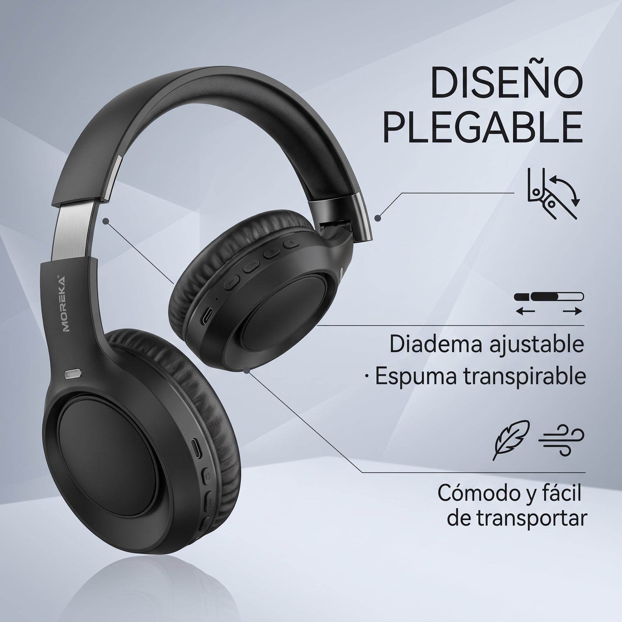 Audífonos Inalámbricos Moreka BL032: Bluetooth 5.4 Diadema - Imagen 5