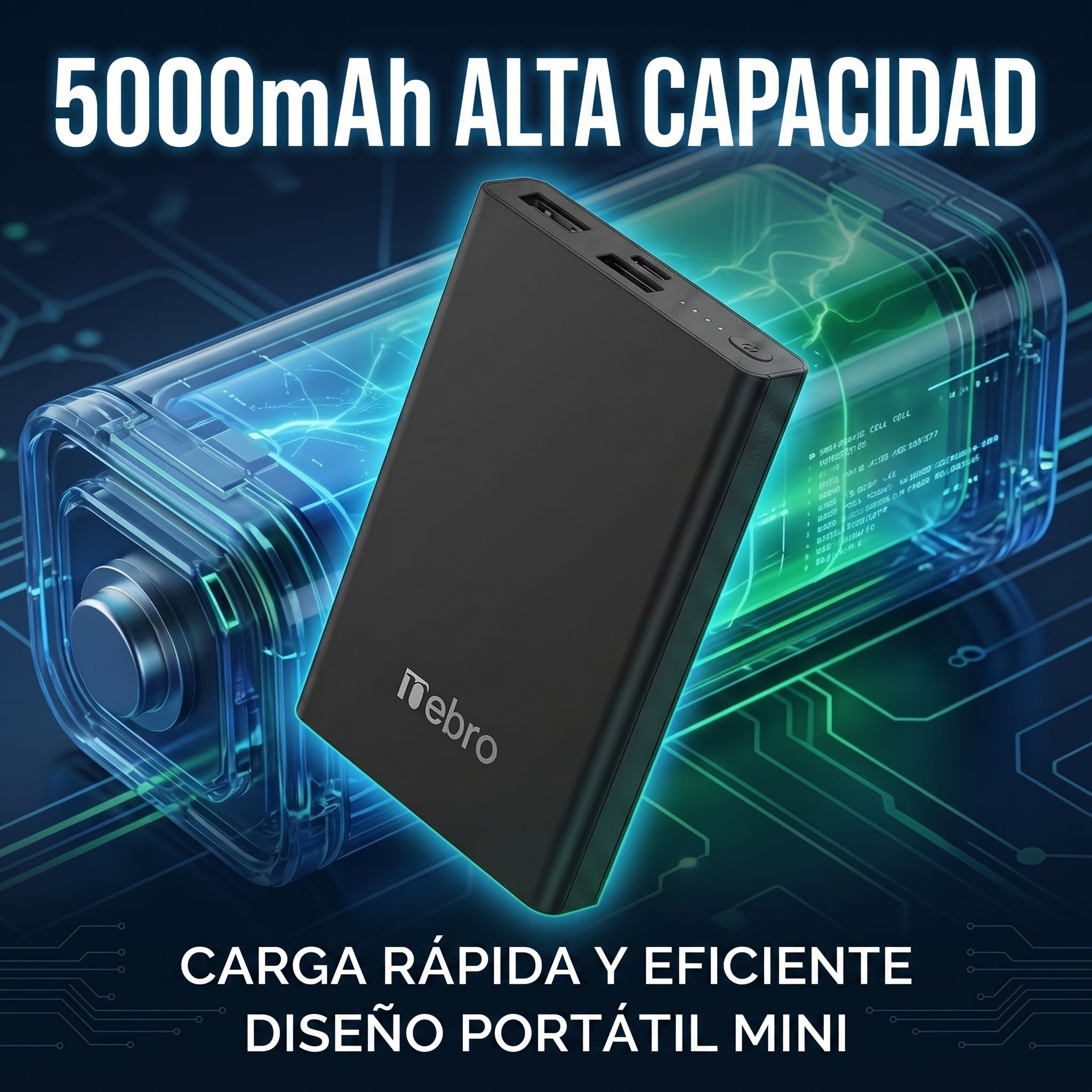 Powerbank Batería Portátil Multi-Carga WB-075 5000mAh Doble Puerto USB - Imagen 4