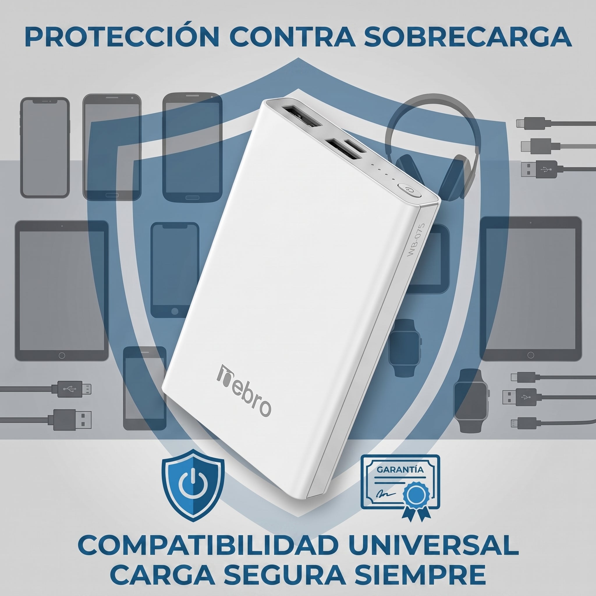 Powerbank Batería Portátil Multi-Carga WB-075 5000mAh Doble Puerto USB - Imagen 5