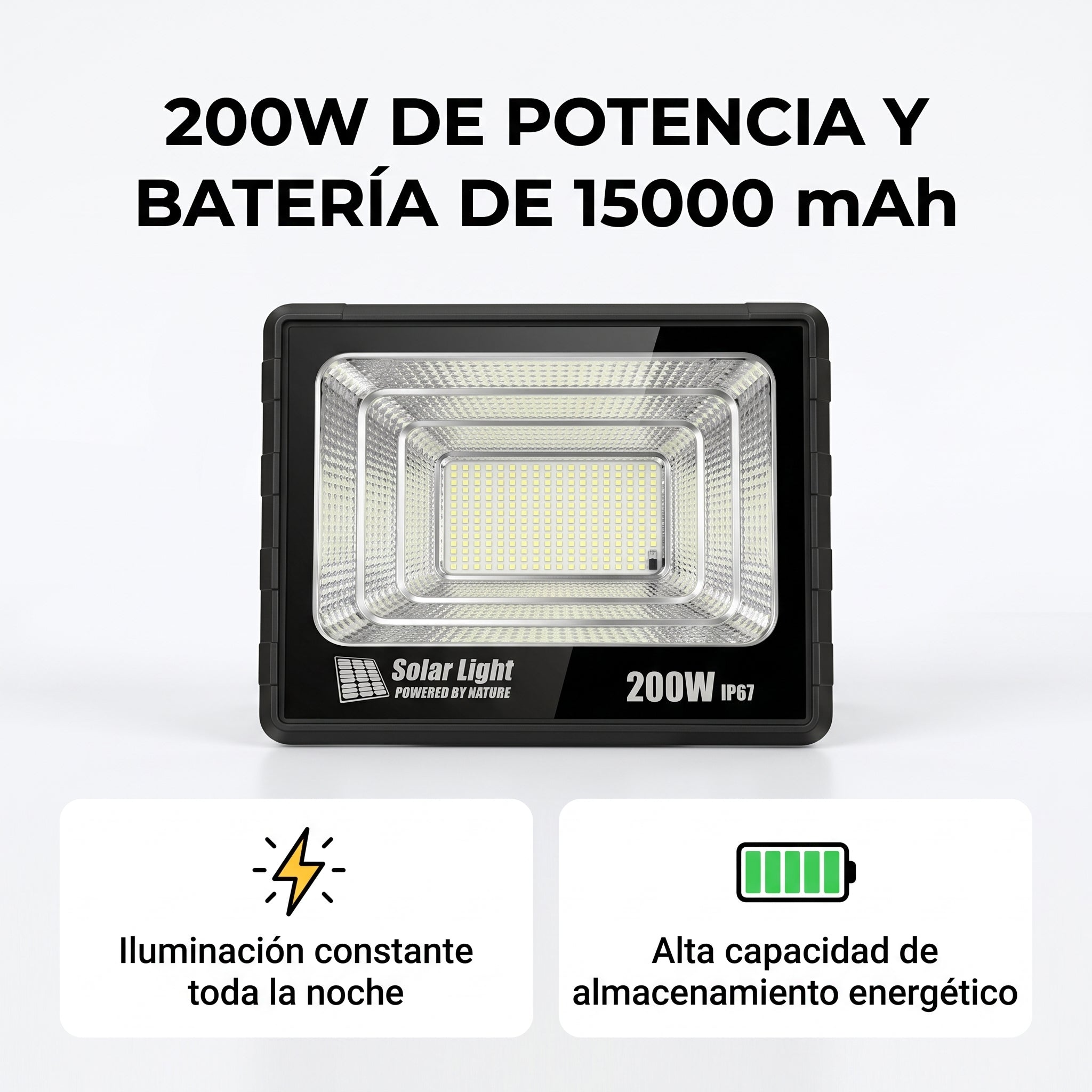 Lámpara Solar Reflector Moreka MOR-200H 200W IP67 Control 15000 mAh - Imagen 2