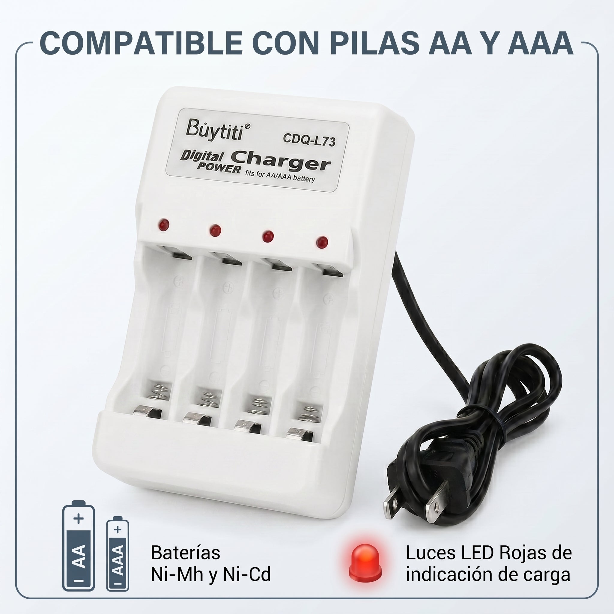 Cargador de Pilas AA/AAA Baterias BuyTiti CDQ-L73 con Indicador LED - Imagen 4