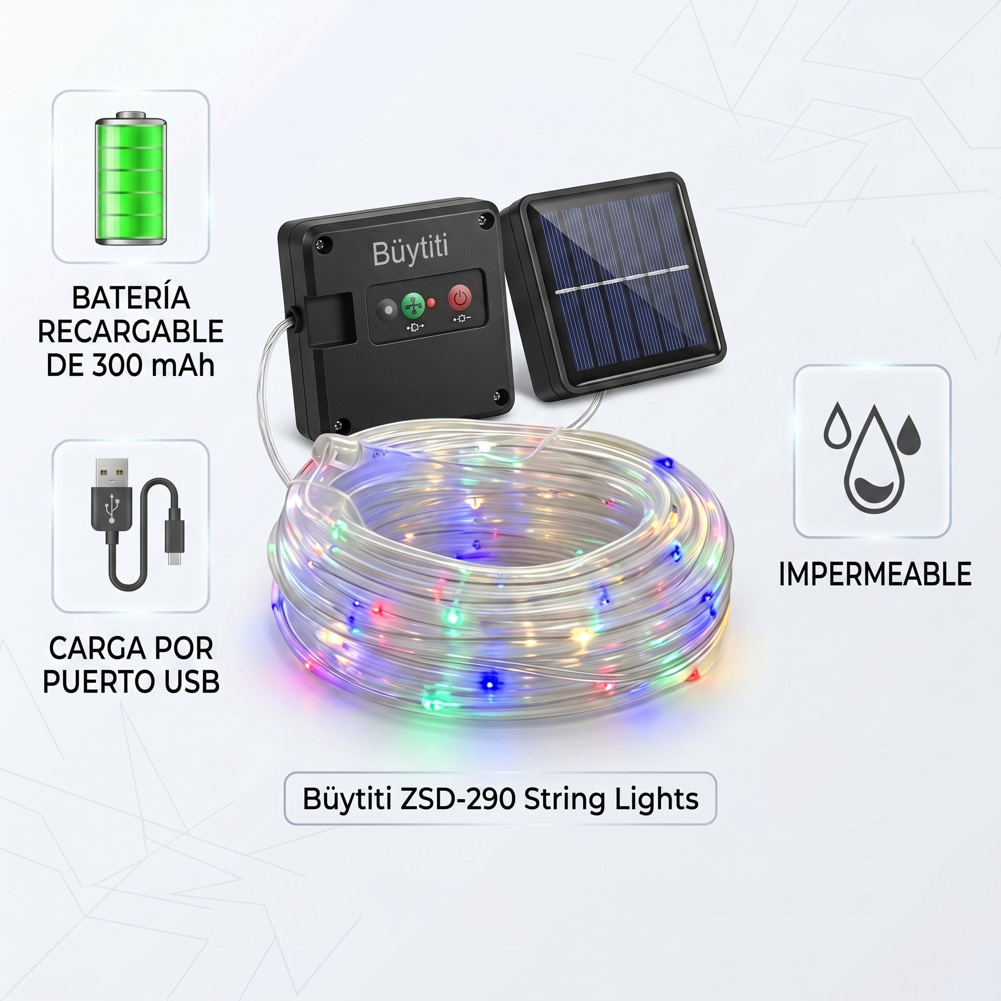 Luces Decorativas LED Büytiti ZSD-290 12 Metros Batería Recargable Interior - Imagen 3