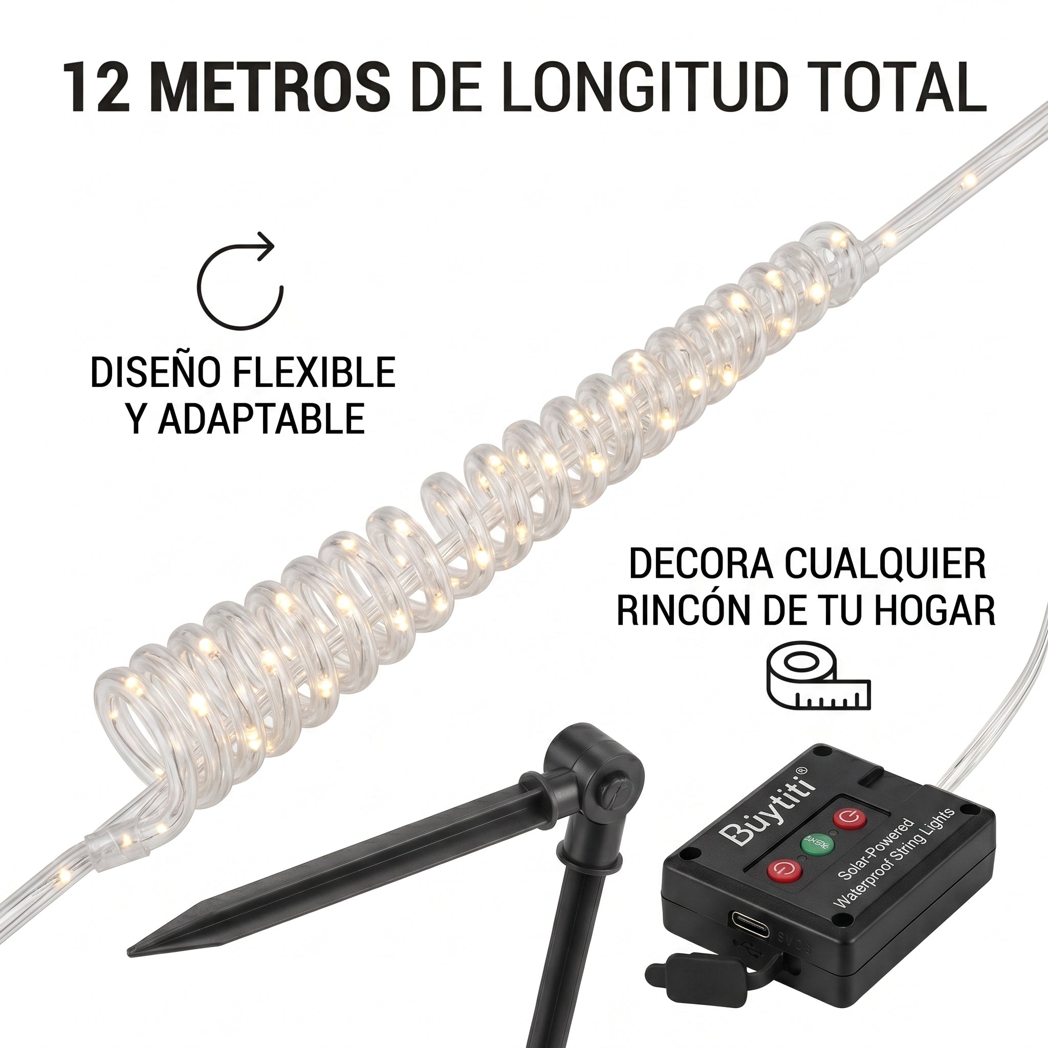 Luces Decorativas LED Büytiti ZSD-290 12 Metros Batería Recargable Interior - Imagen 4