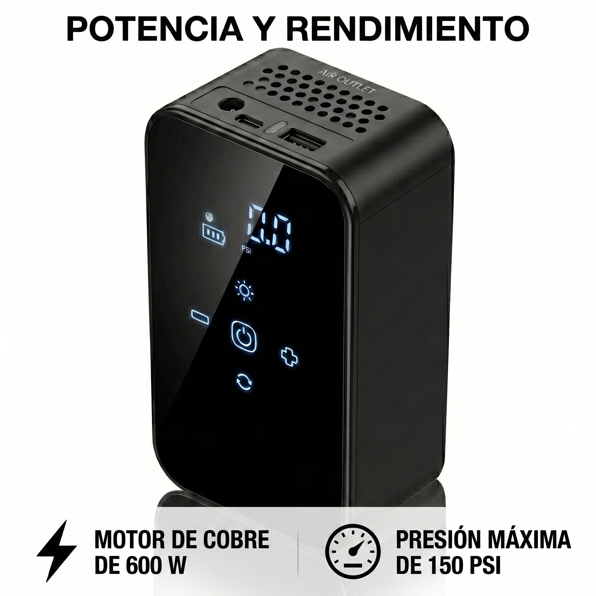 Bomba Inflable Eléctrica Portátil BuyTiti MR-928 150 PSI Batería 3900 mAh - Imagen 3